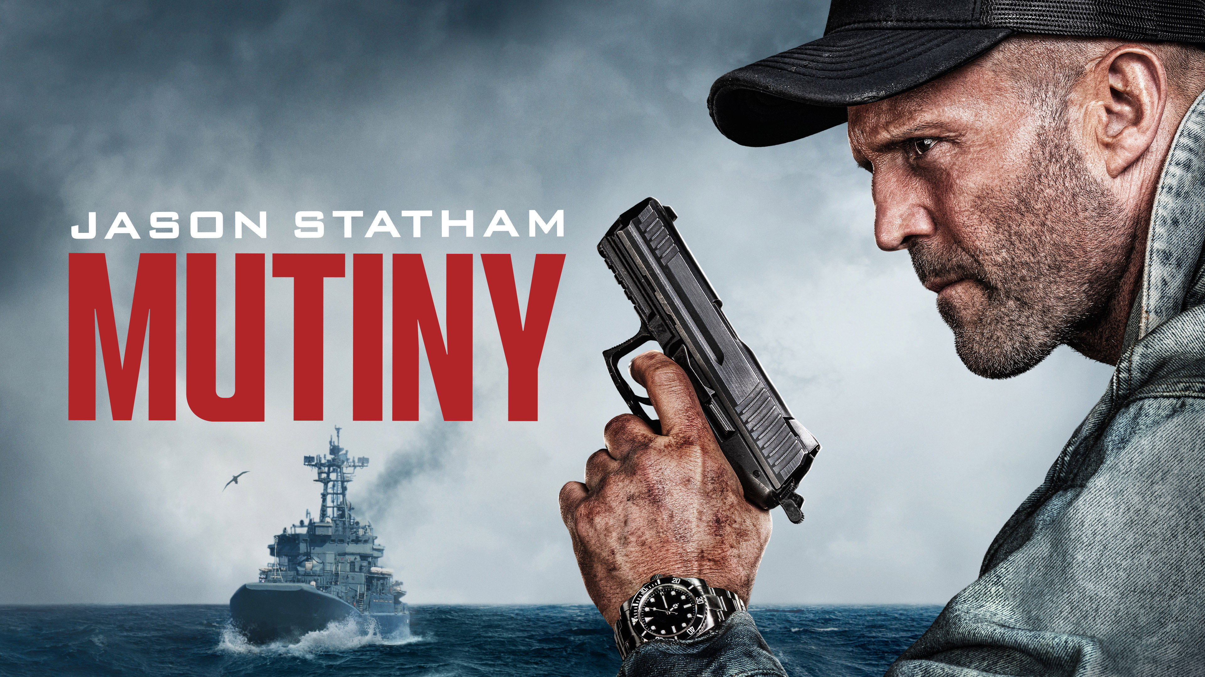 Jason Statham holding a gun in Mutiny movie poster HD Wallpaper