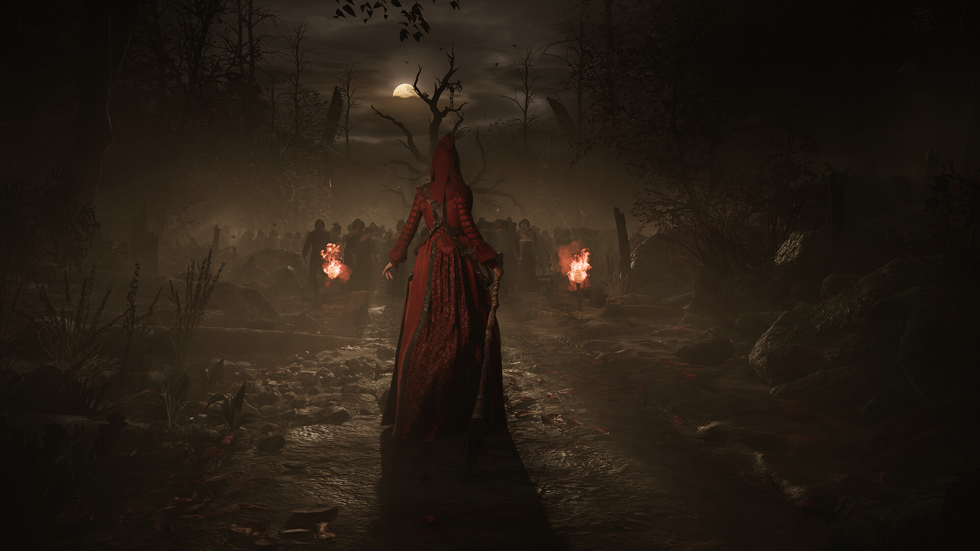Red Hooded Figure in 1666 Amsterdam HD Wallpaper