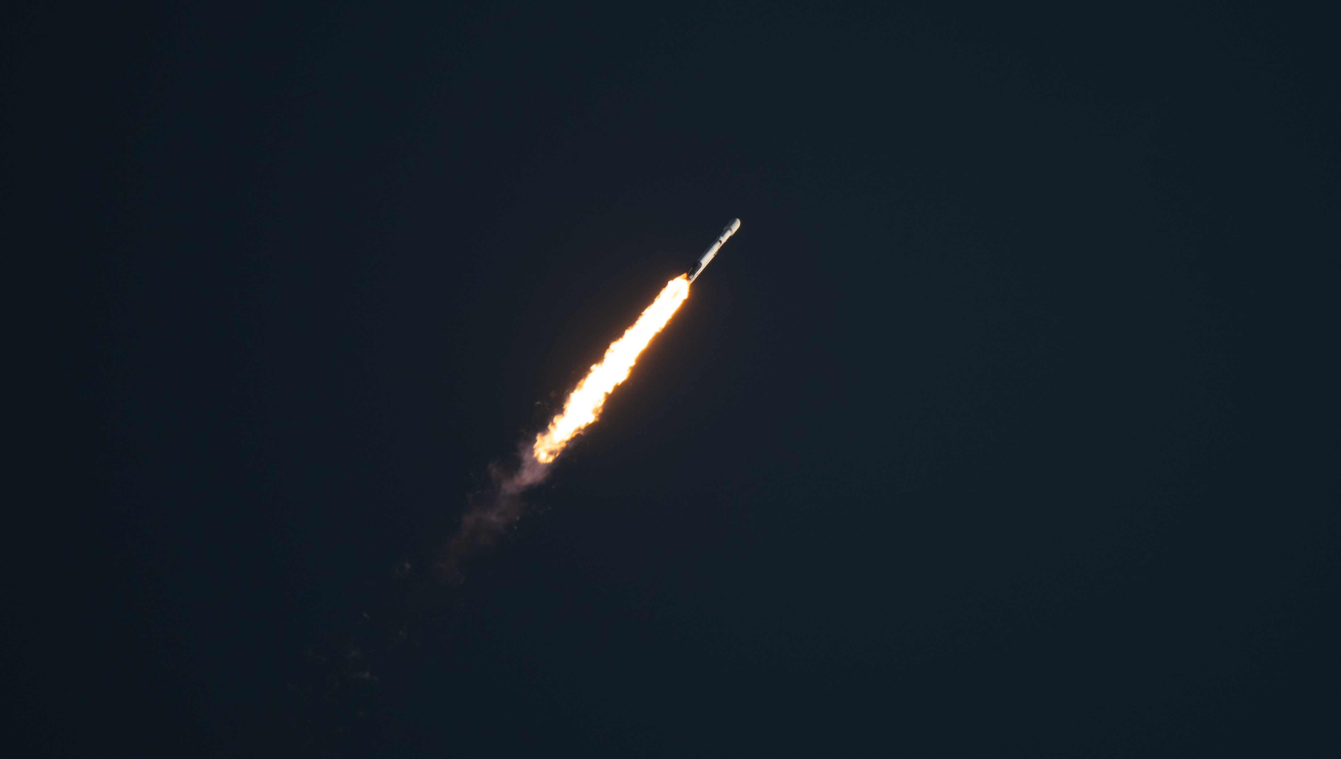 Falcon Heavy Rocket Launching into the Dark Sky HD Wallpaper