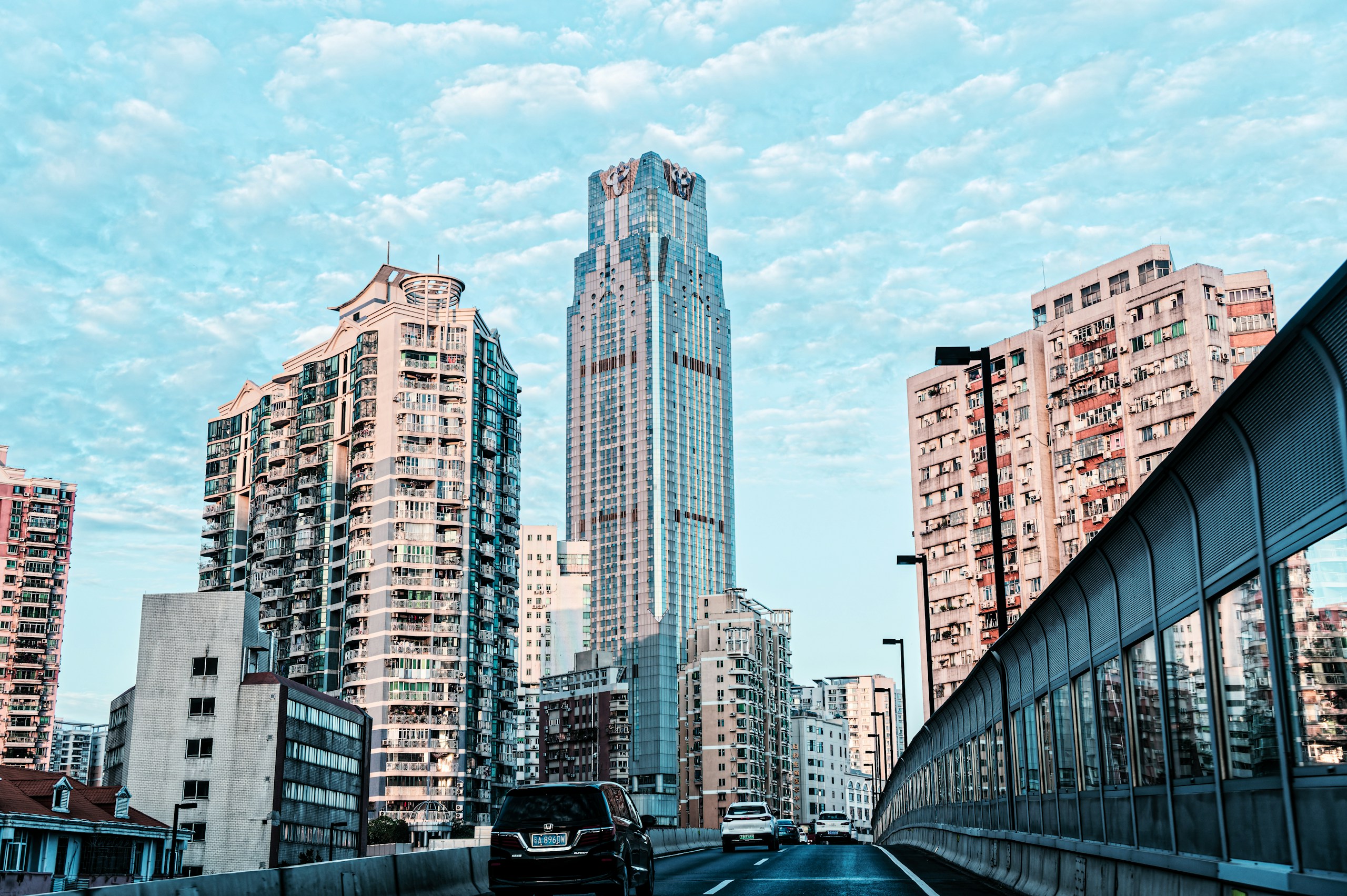 Elevated Road and Skyscrapers in Guangzhou City HD Wallpaper