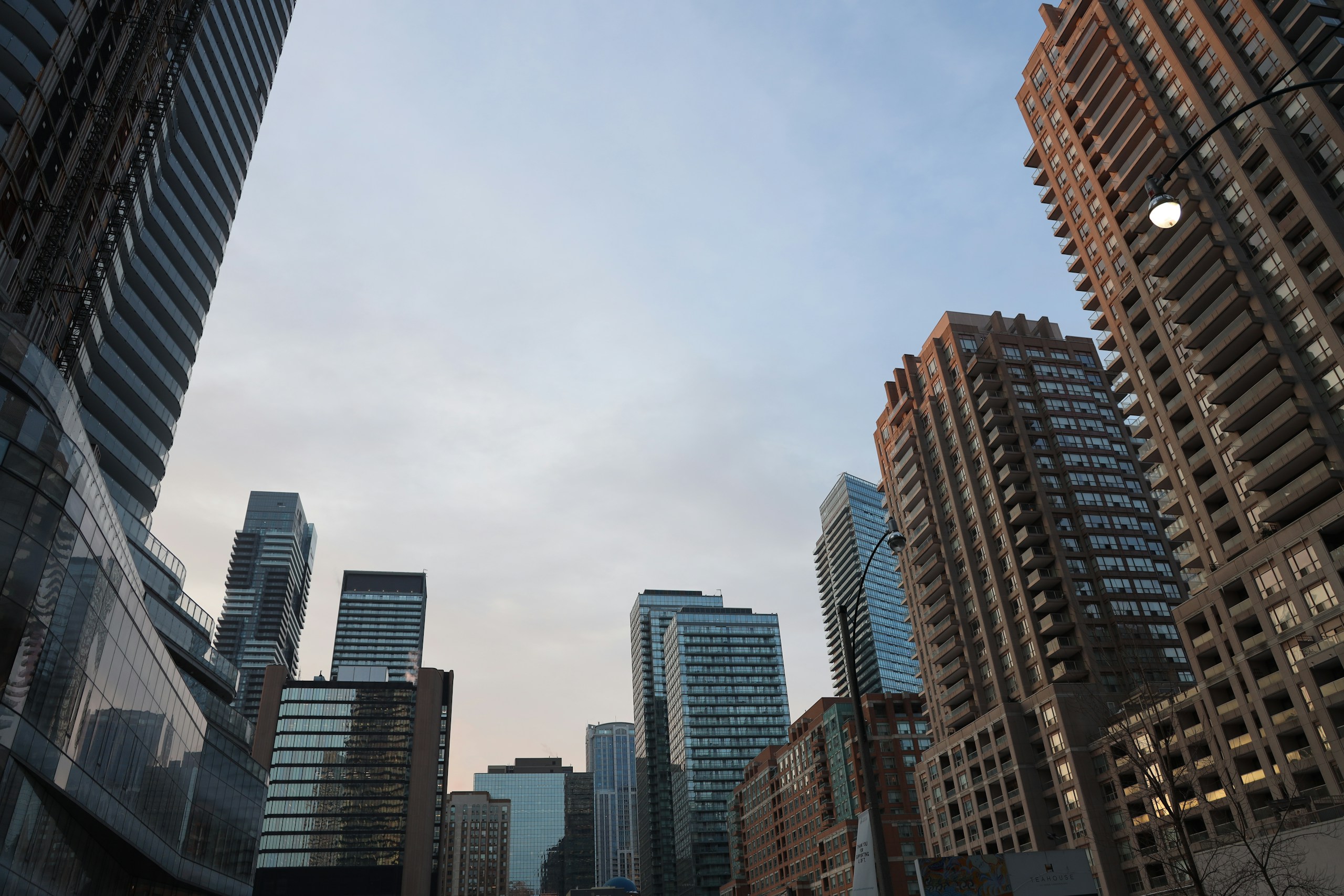 Low Angle View of Modern City Skyscrapers HD Wallpaper