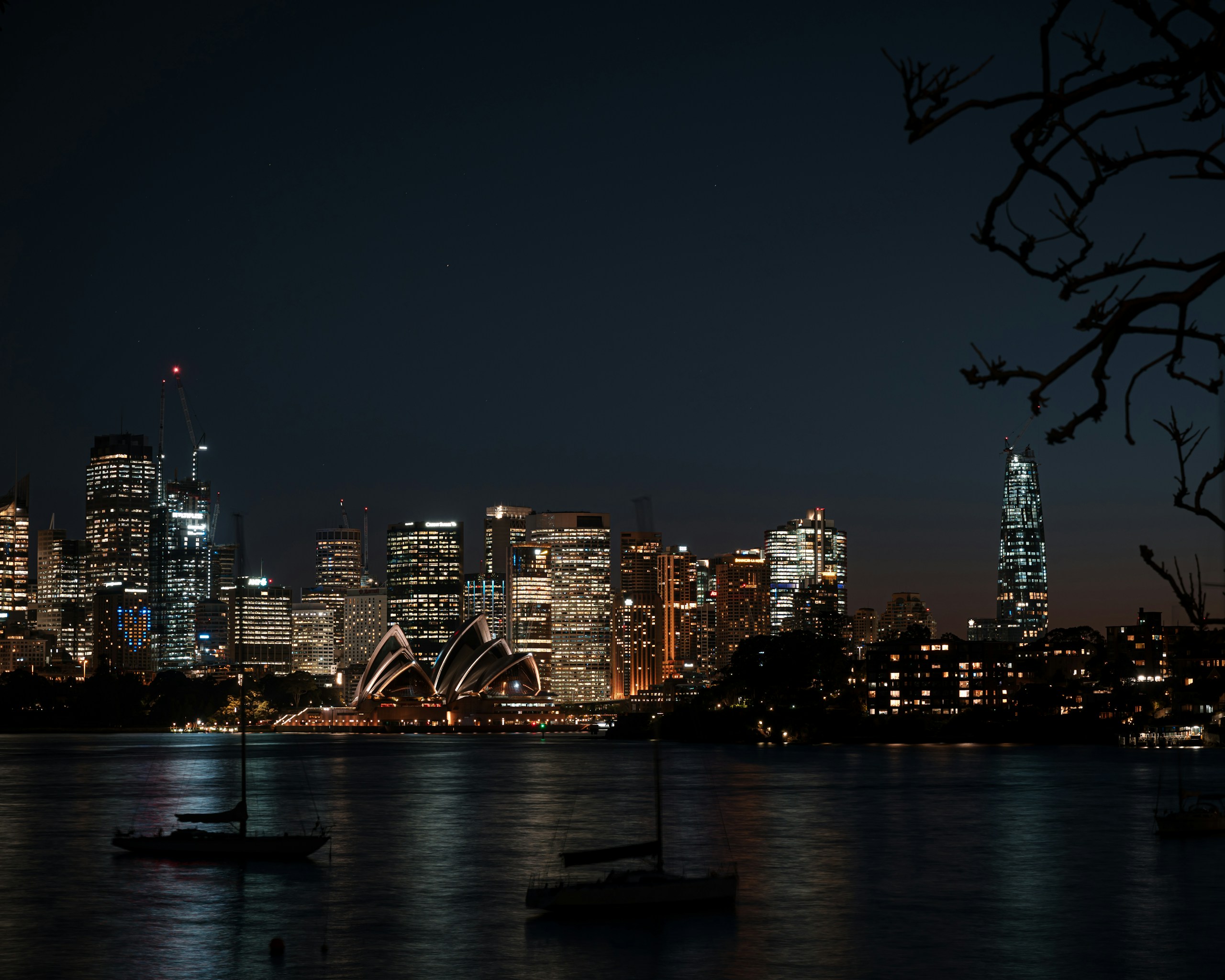 Sydney Skyline and Opera House at Night HD Wallpaper
