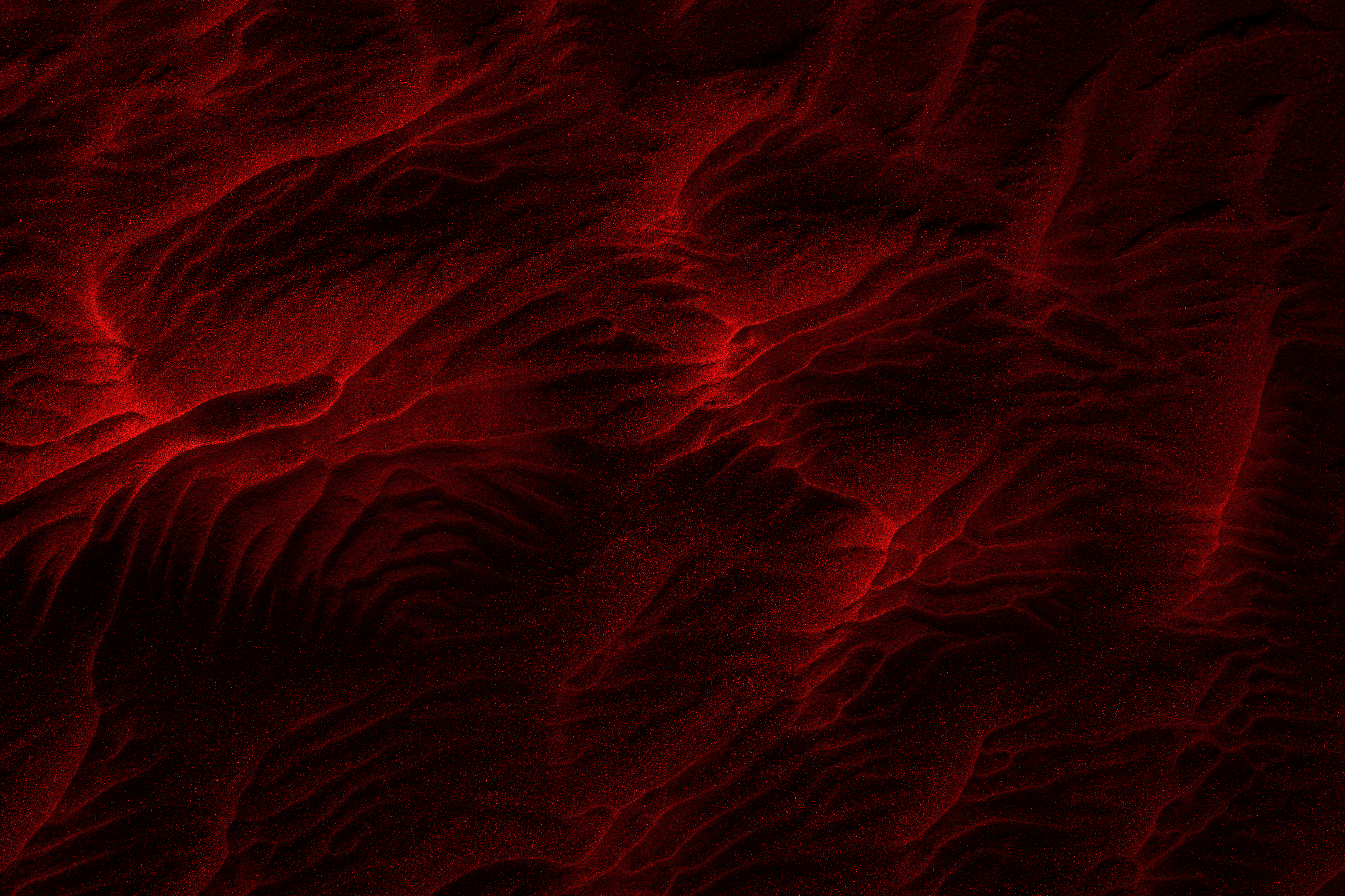 Red Lit Sand Dunes with Rippled Texture HD Wallpaper