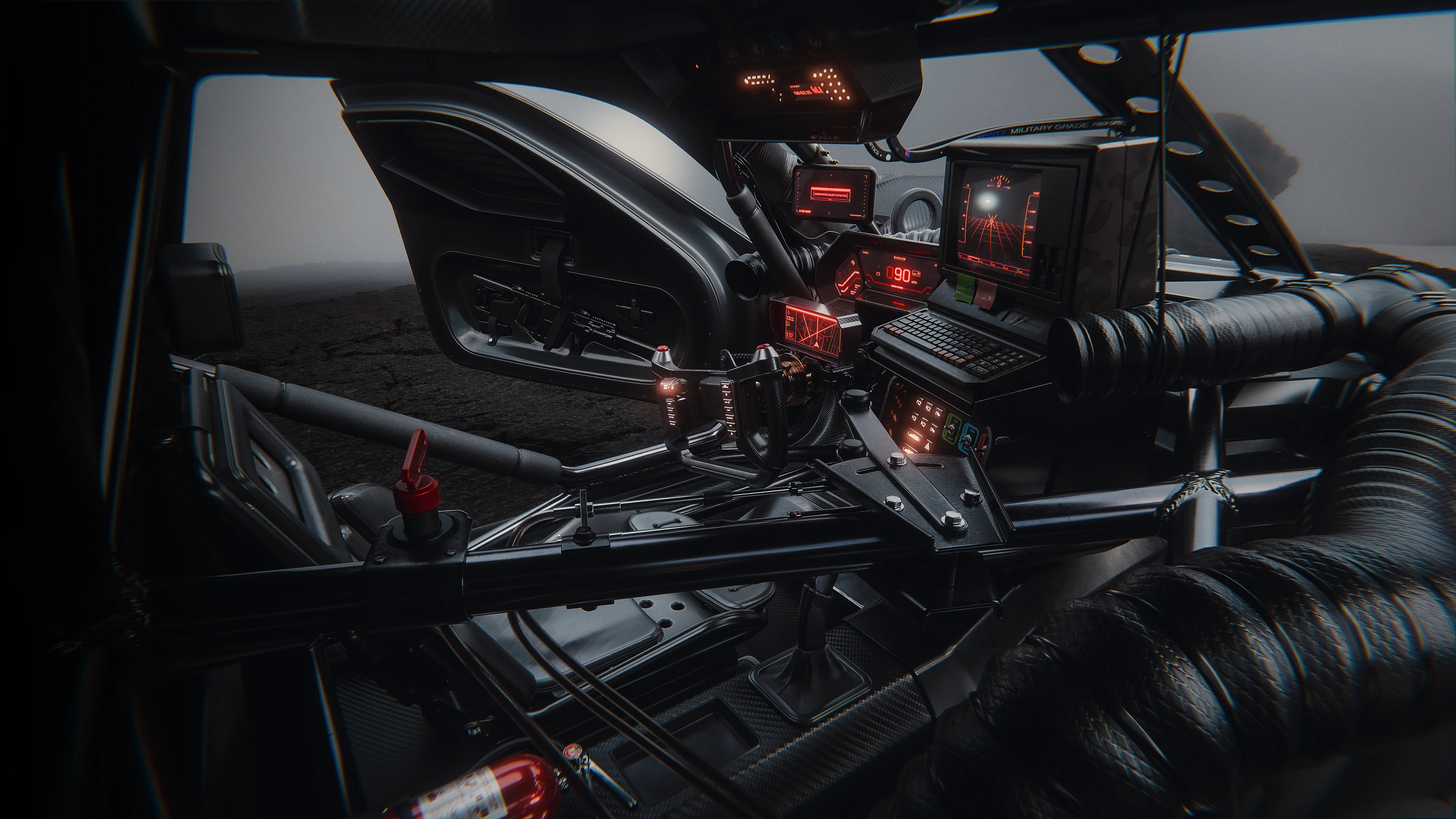 Futuristic Sci-Fi Vehicle Cockpit Interior HD Wallpaper