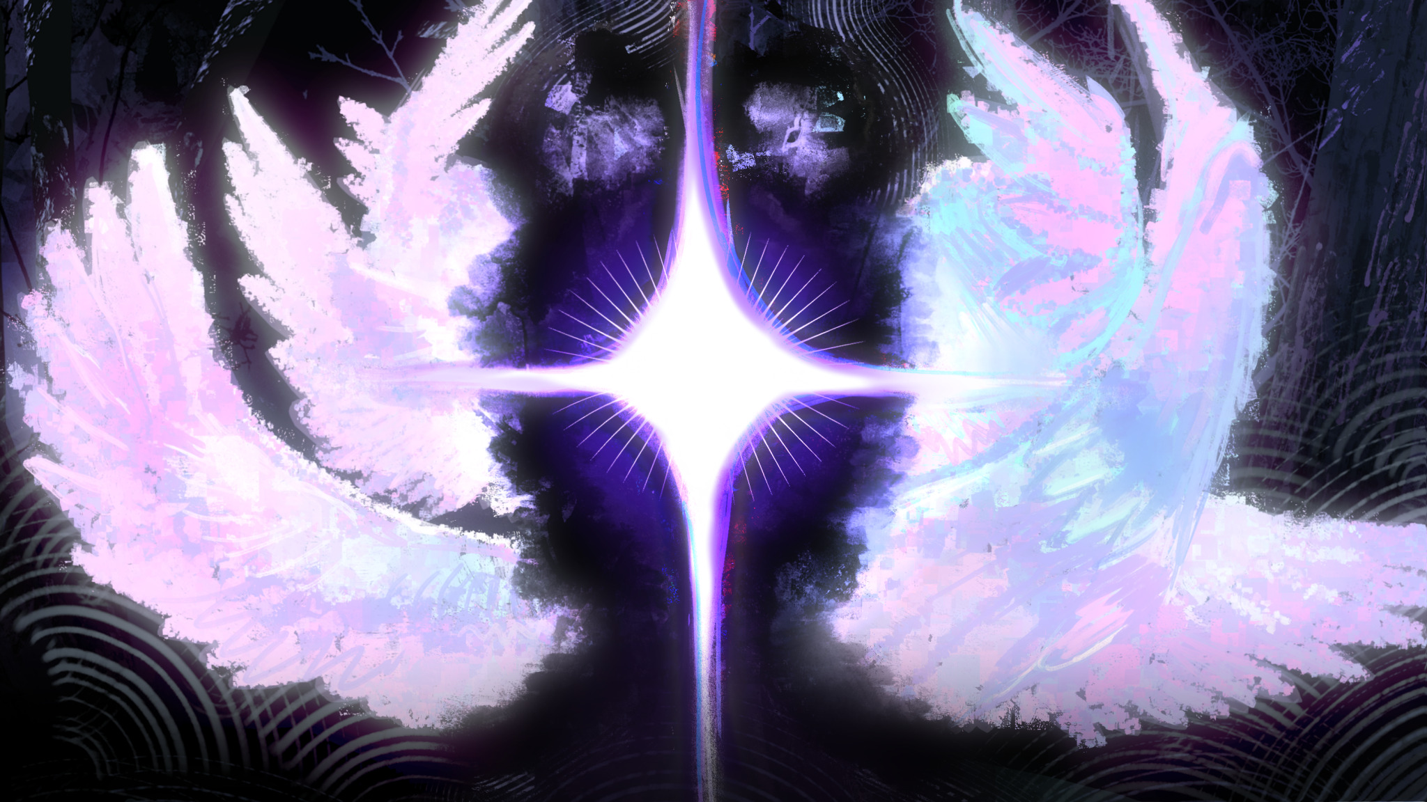 Glowing Winged Star Entity in Dark Fantasy Art HD Wallpaper