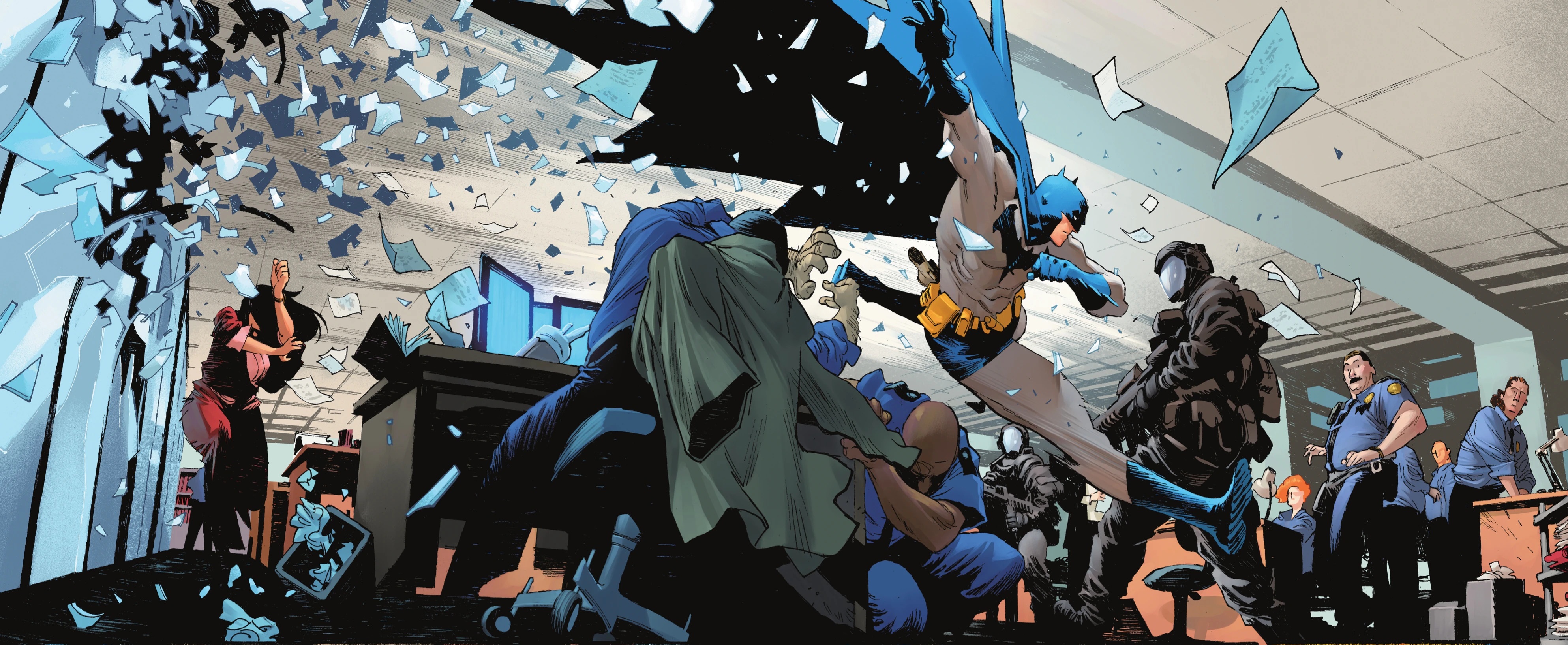 Batman Crashing Through Office Window DC Comics HD Wallpaper