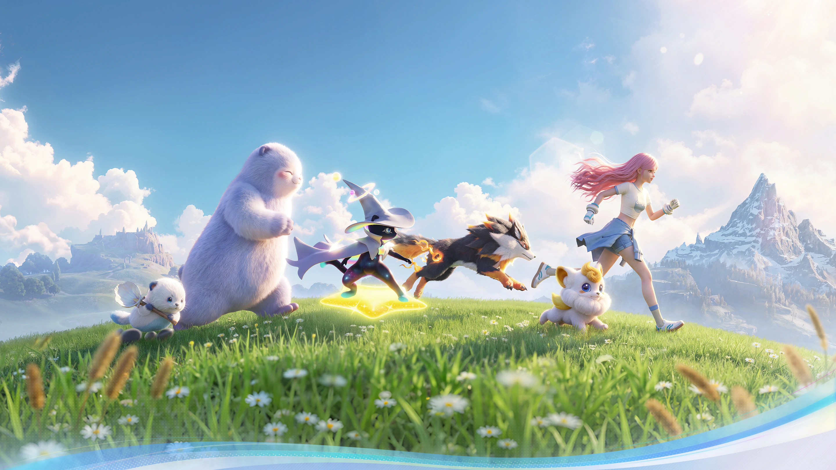 Characters and fantasy creatures running in Aniimo game HD Wallpaper