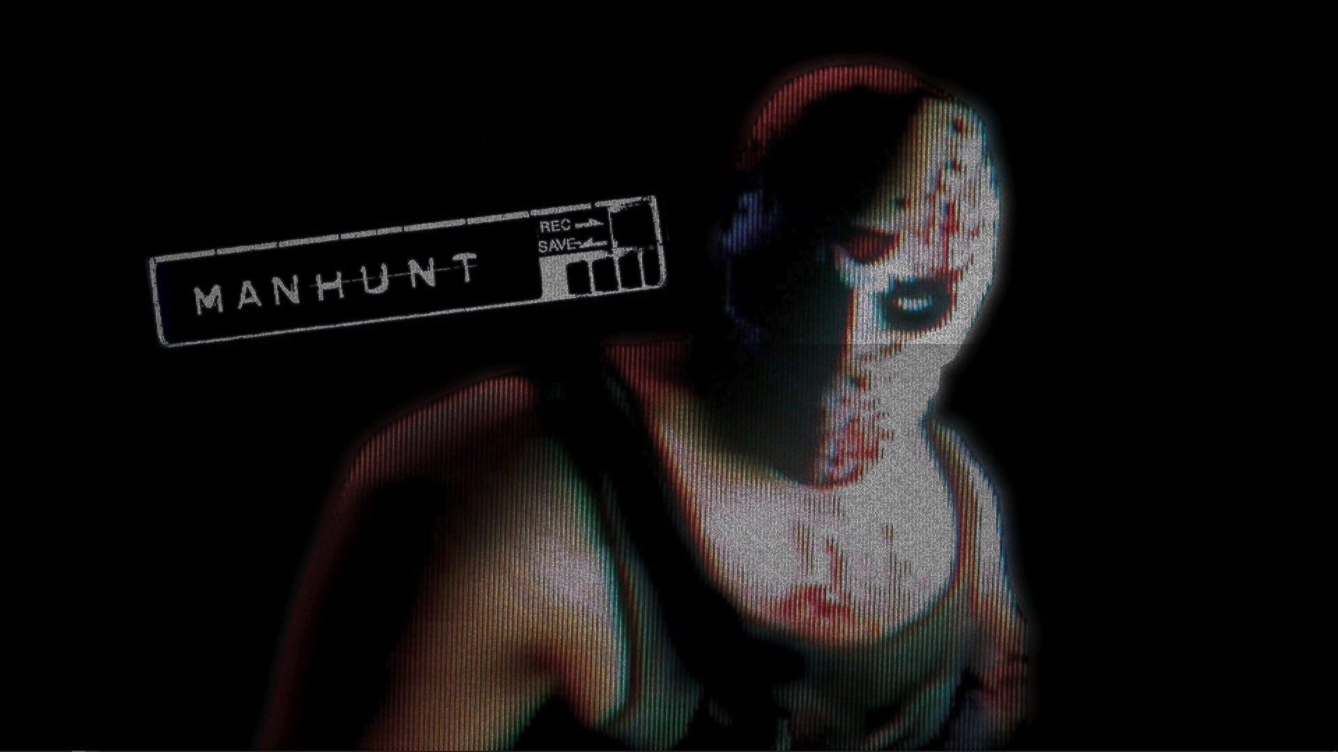 Manhunt Video Game Logo and Masked Character HD Wallpaper