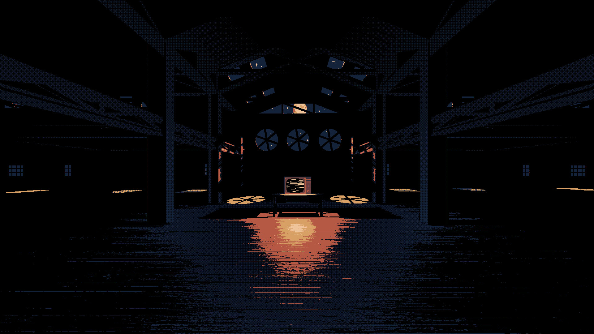 Glowing television in a dark warehouse from Kentucky Route Zero HD Wallpaper