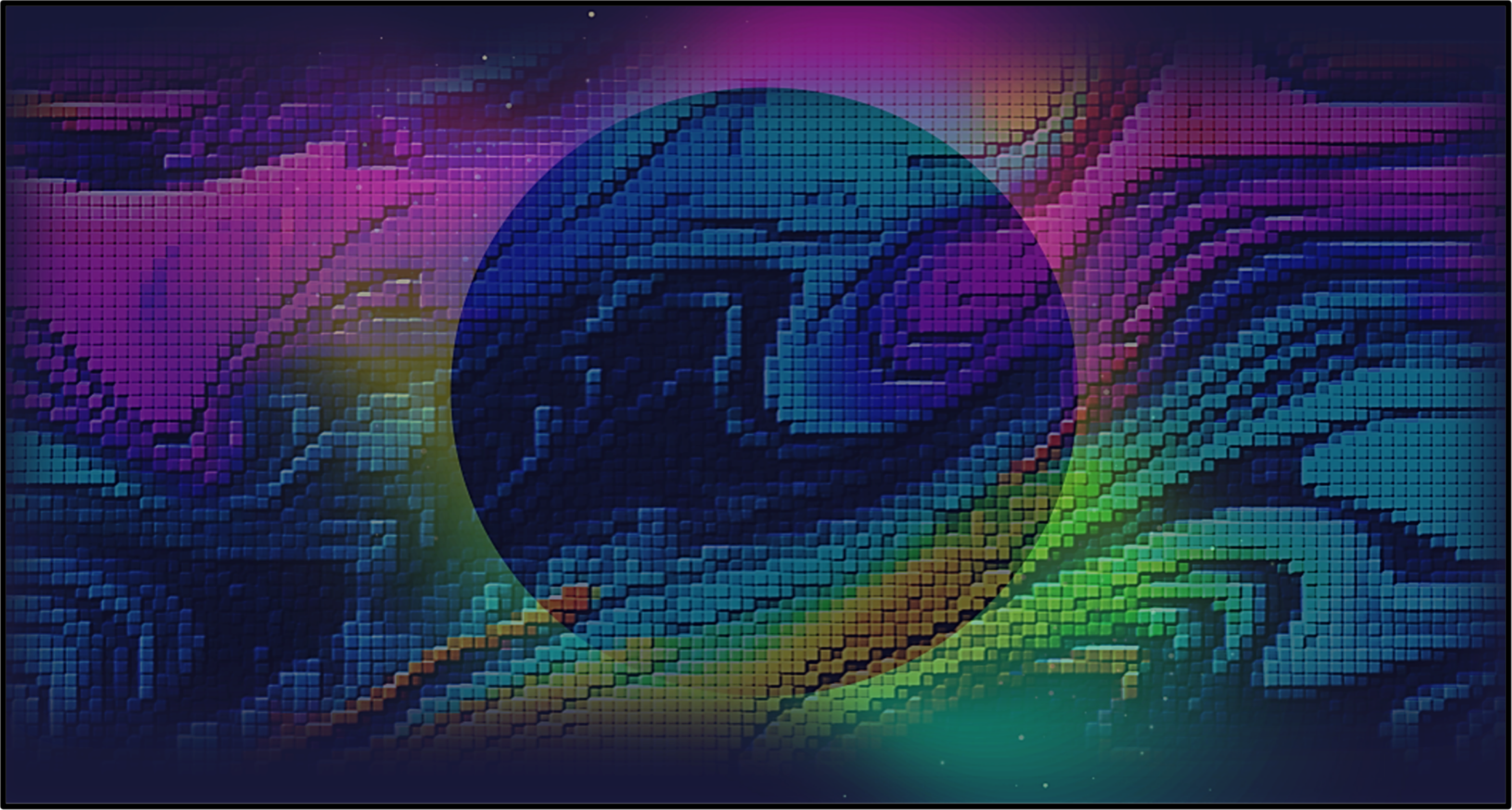 Abstract pixelated sphere with colorful waves HD Wallpaper