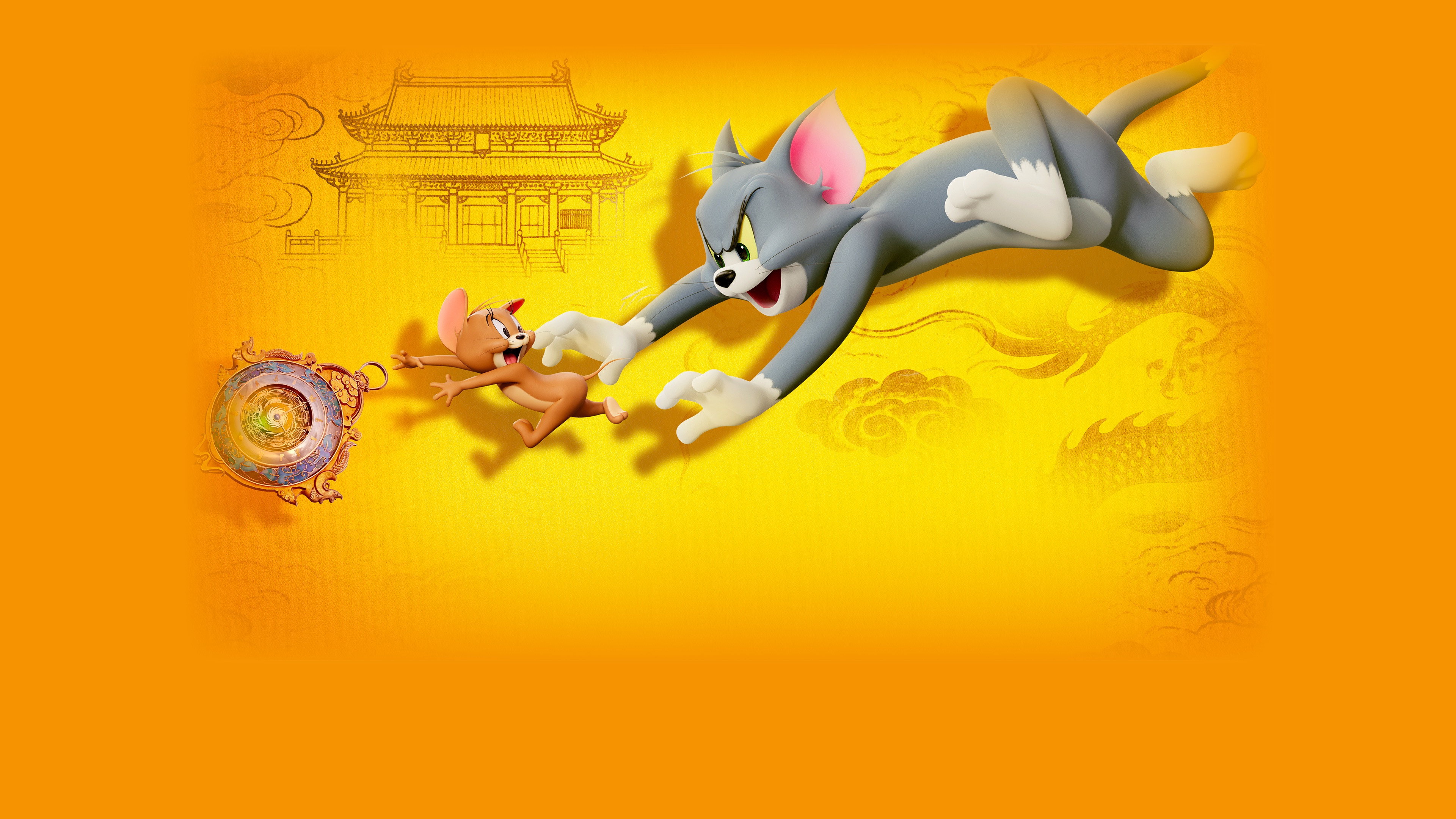 Tom and Jerry chase a magical compass HD Wallpaper
