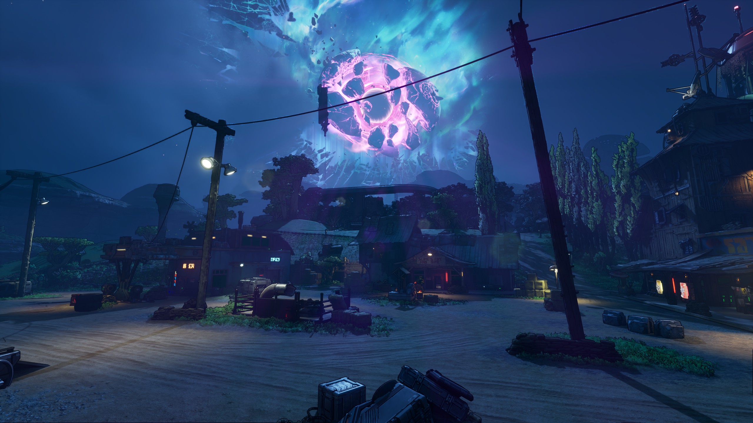 Borderlands 3: Mysterious celestial event over a settlement HD Wallpaper