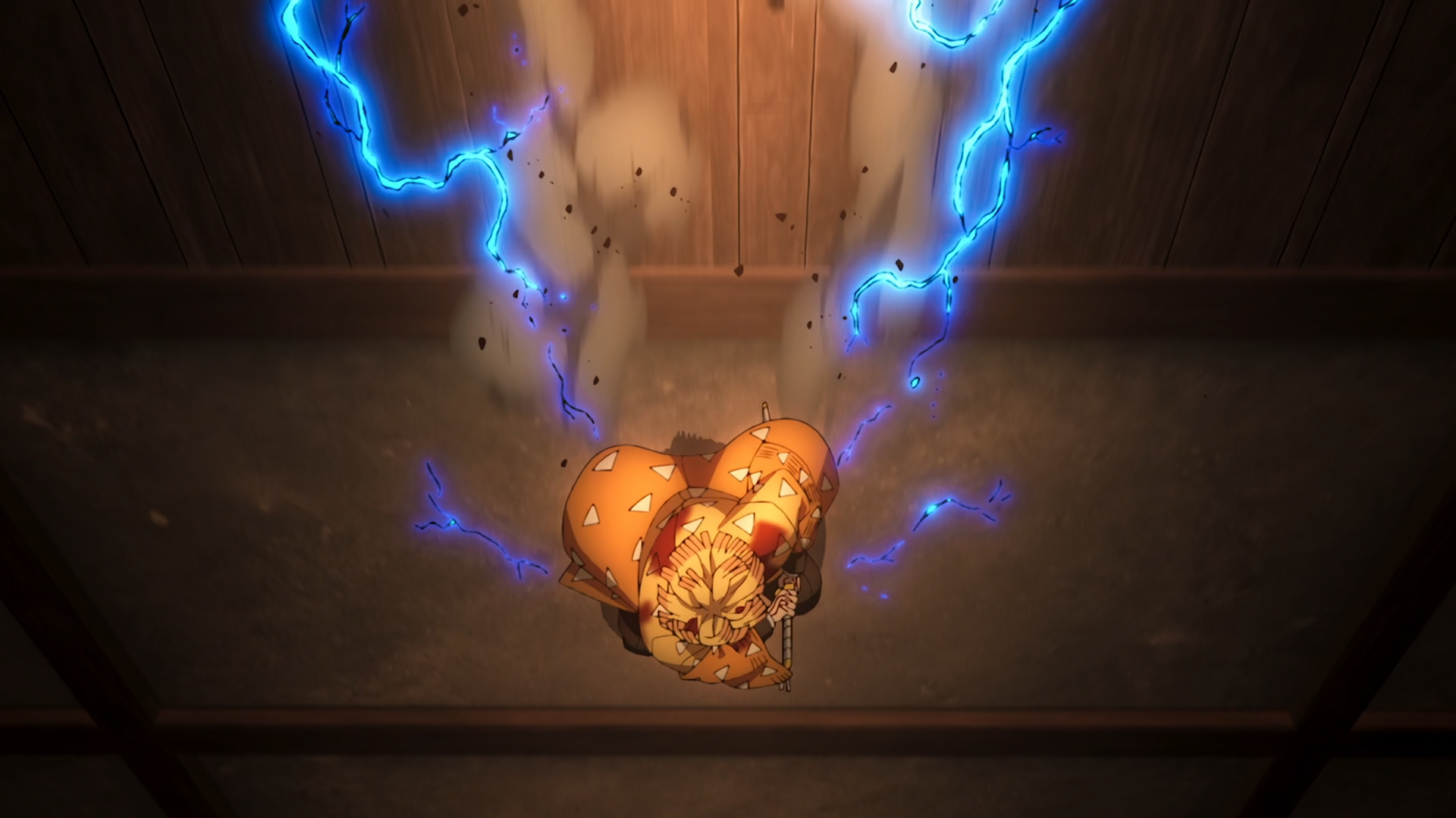 Zenitsu Agatsuma using Thunder Breathing in Demon Slayer HD Wallpaper