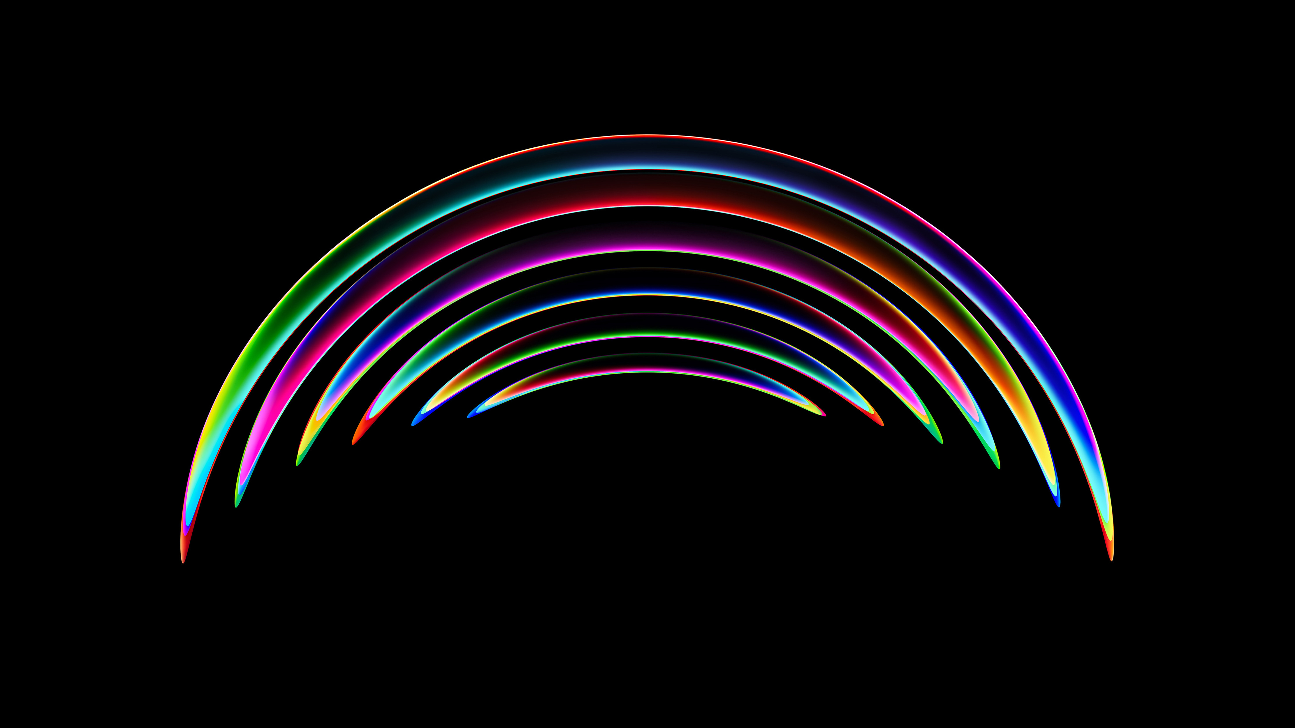 Abstract Rainbow Arcs on Black HD Wallpaper