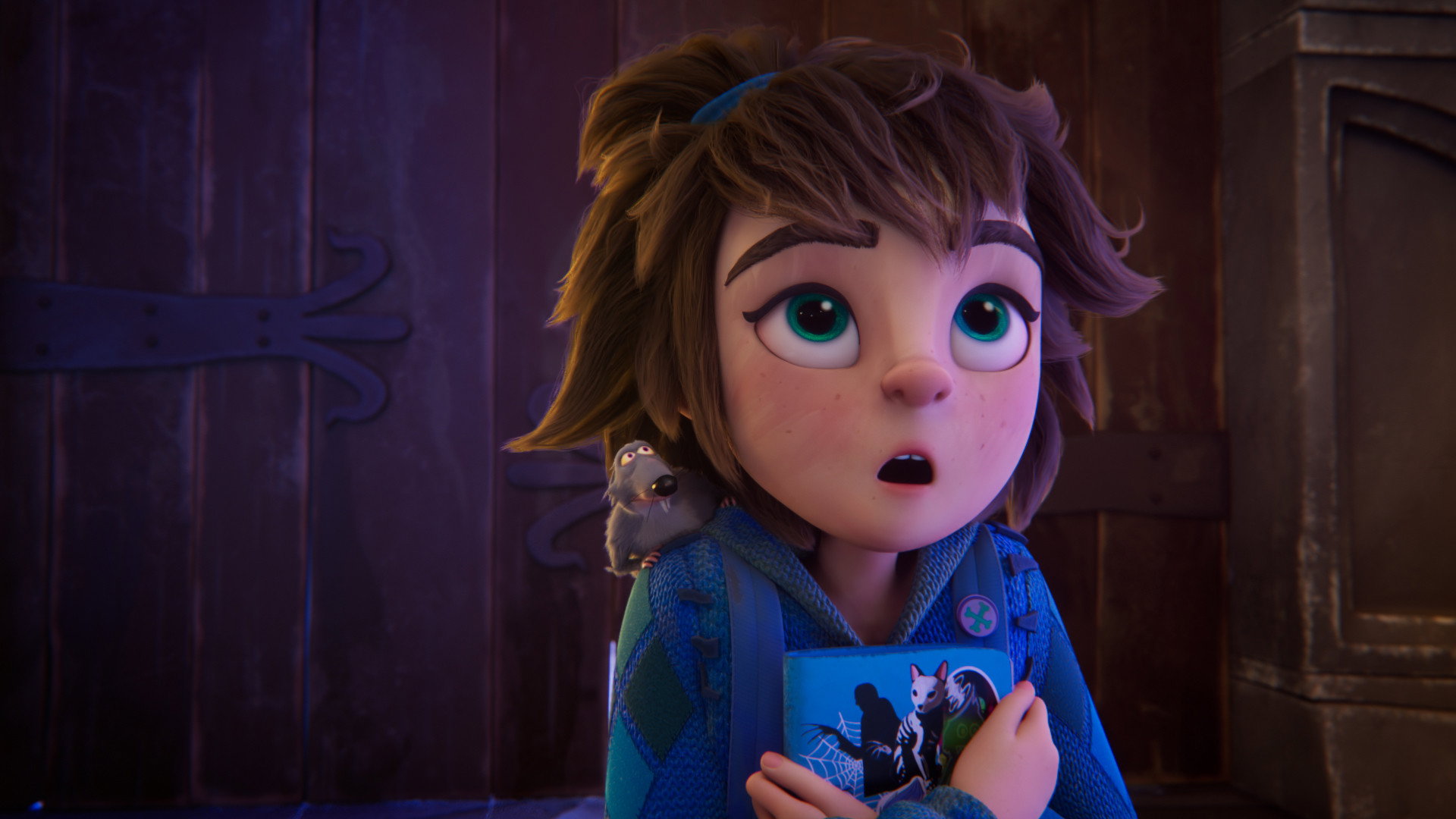 Mia and a mouse on her shoulder, Monster Mia HD Wallpaper