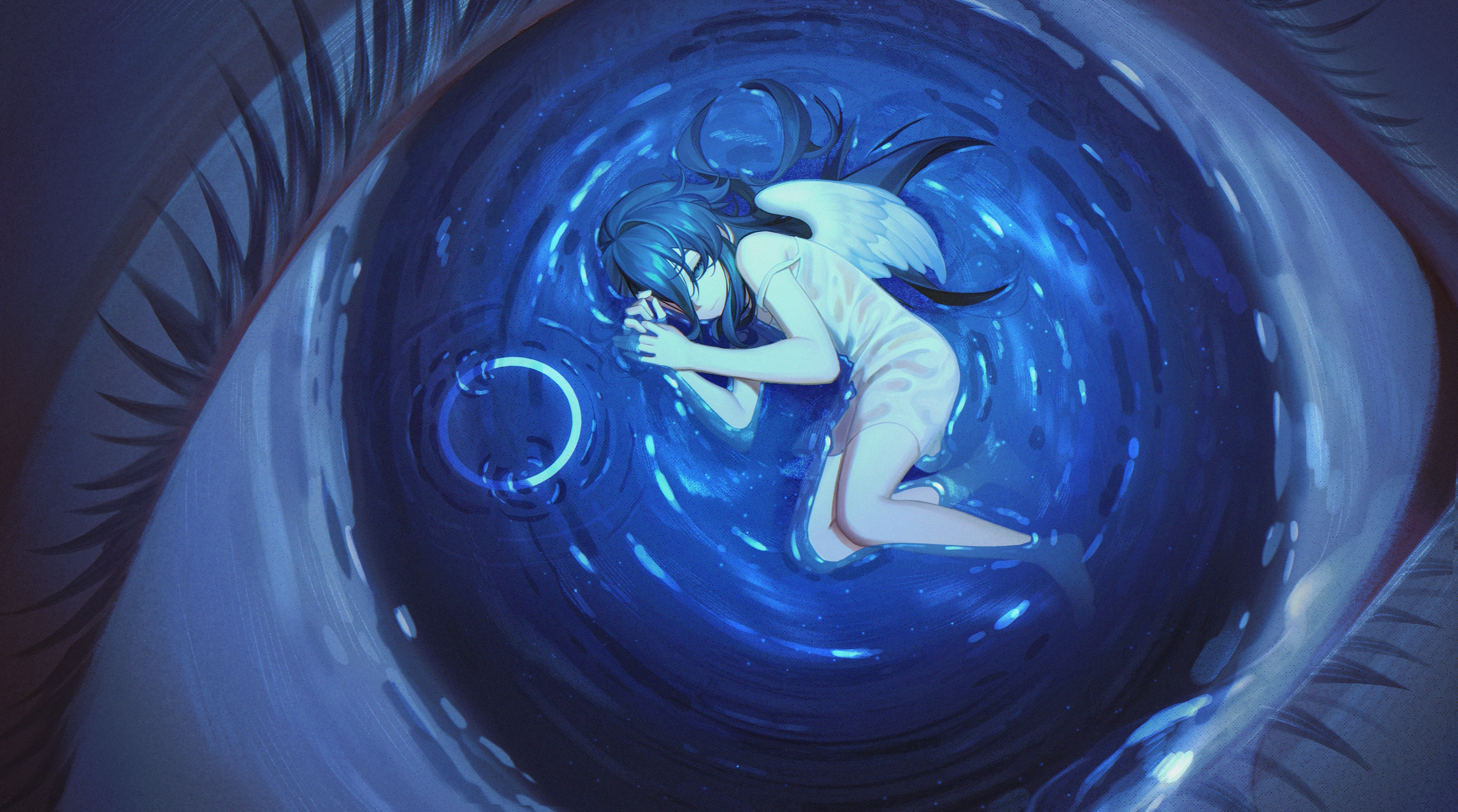 Venti sleeping in a blue vortex HD Wallpaper