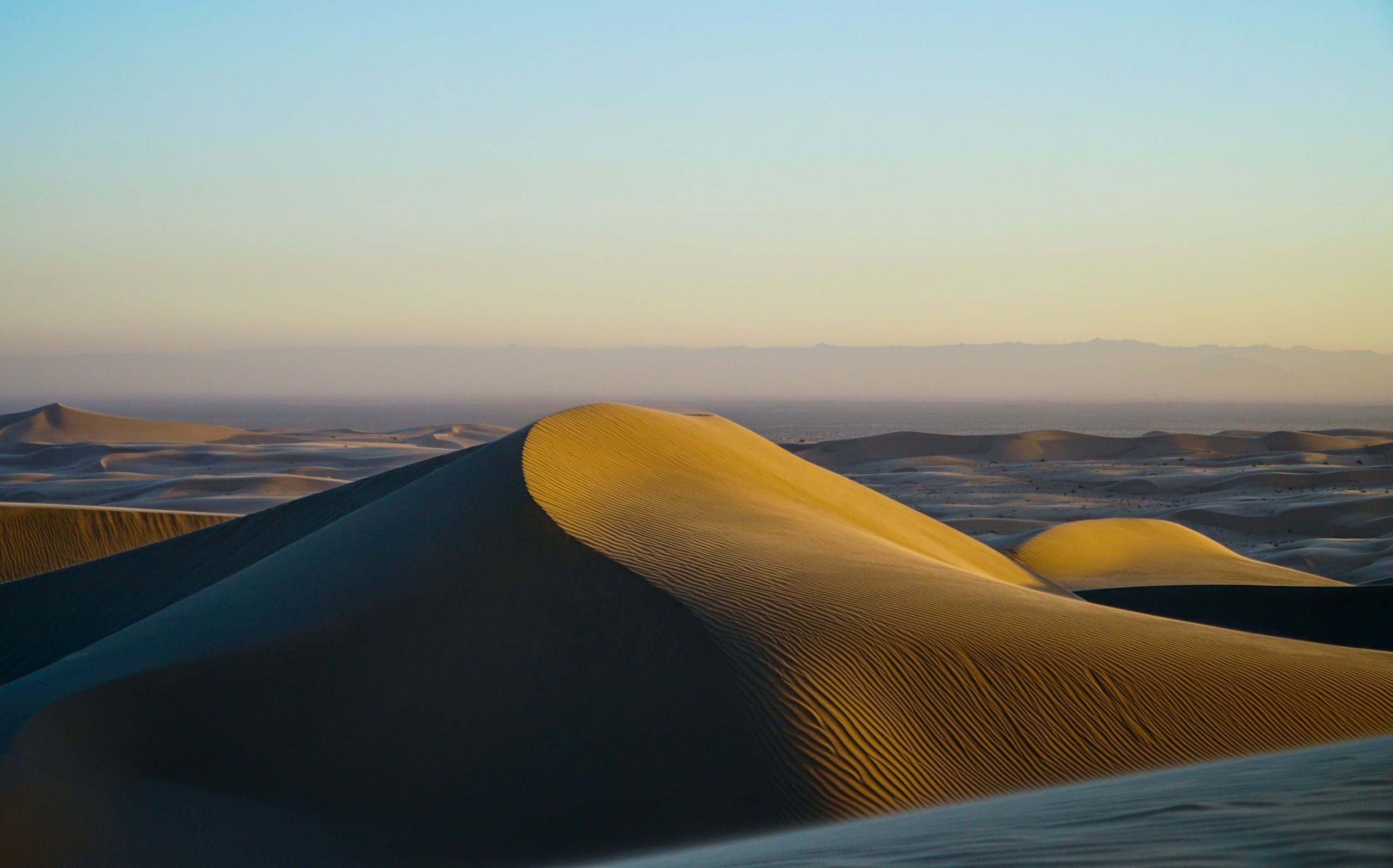Desert sand dunes at sunset HD Wallpaper