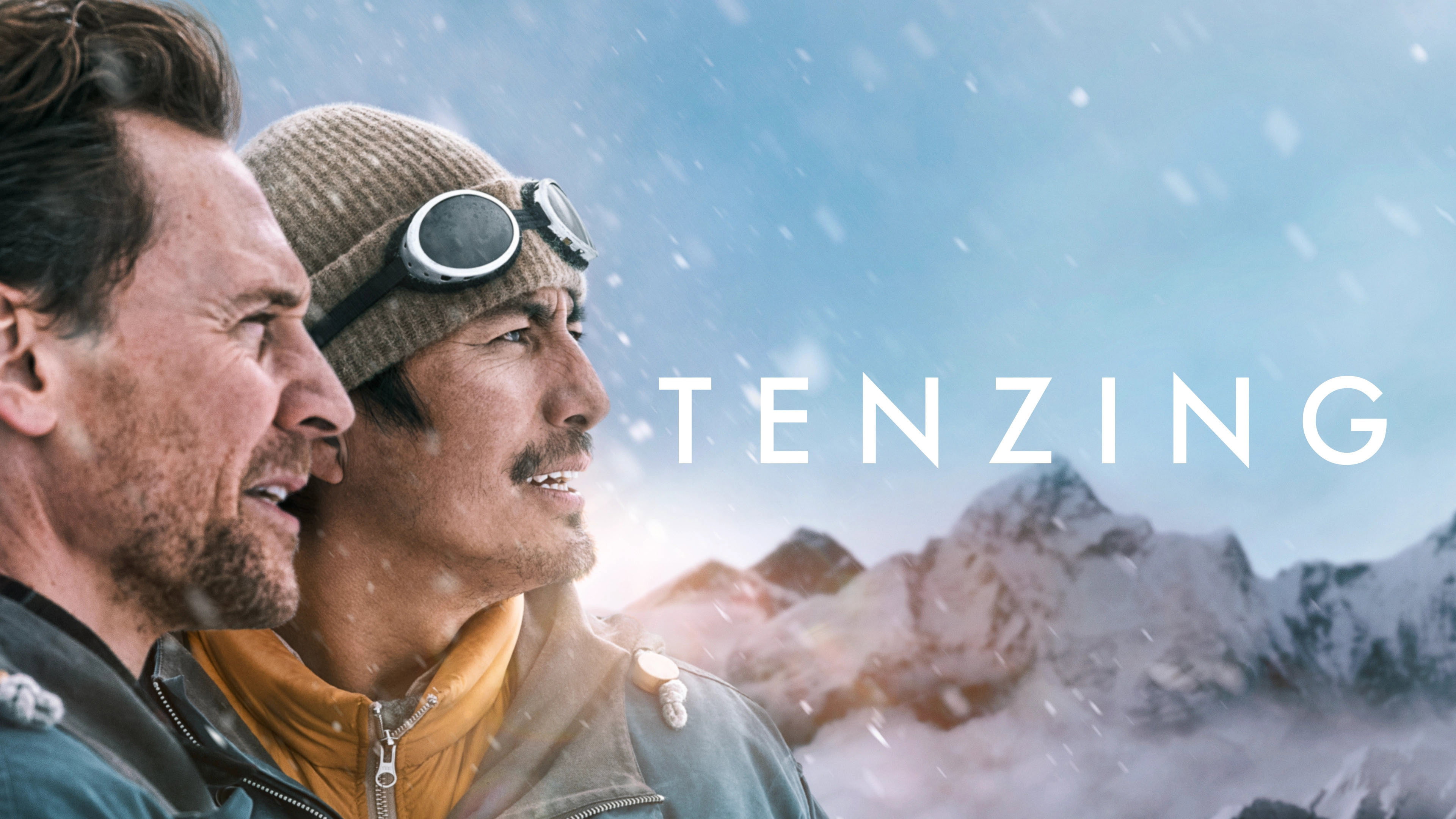 Tenzing movie poster with two men on a snowy mountain HD Wallpaper