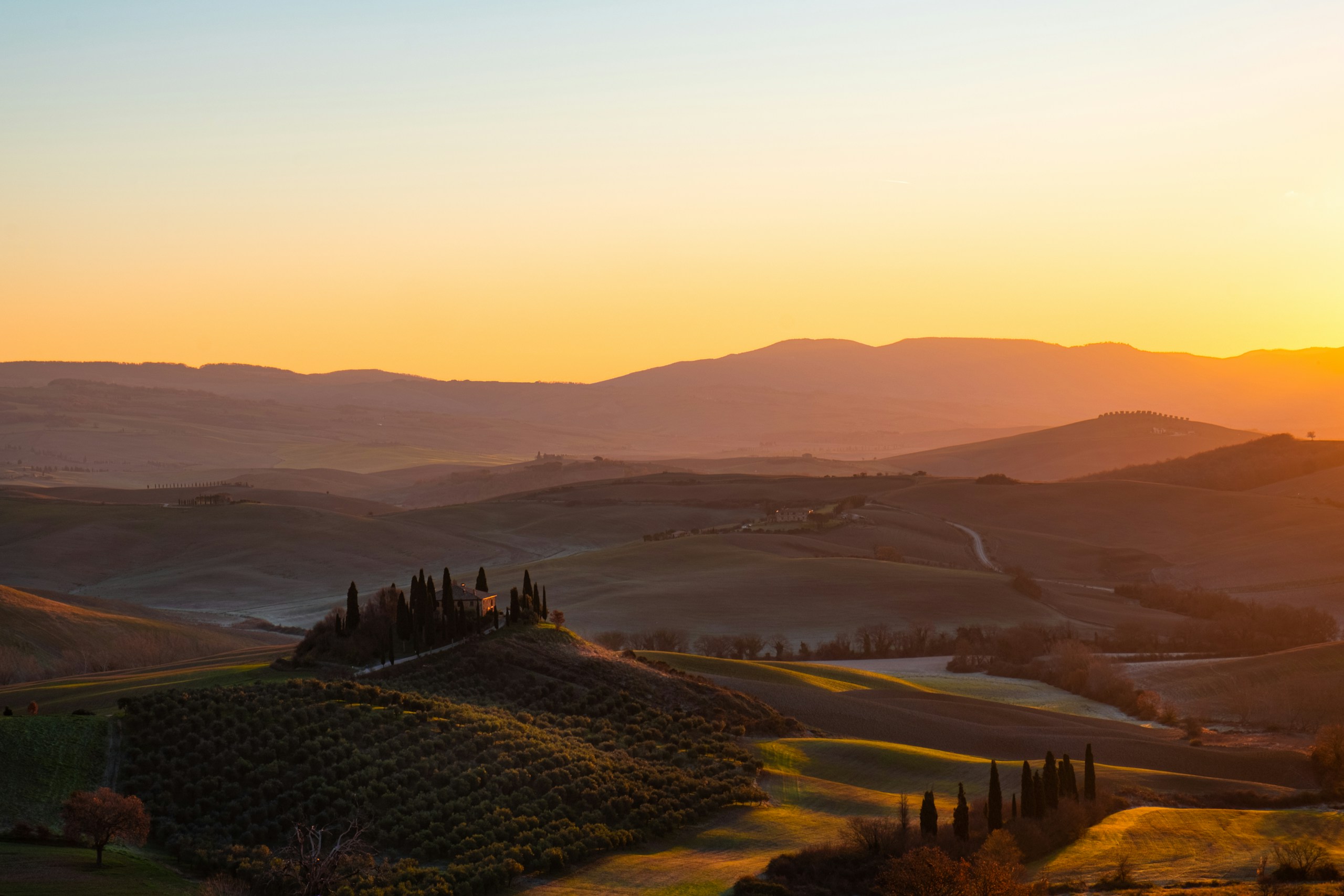 Tuscan Hills at Sunset HD Wallpaper