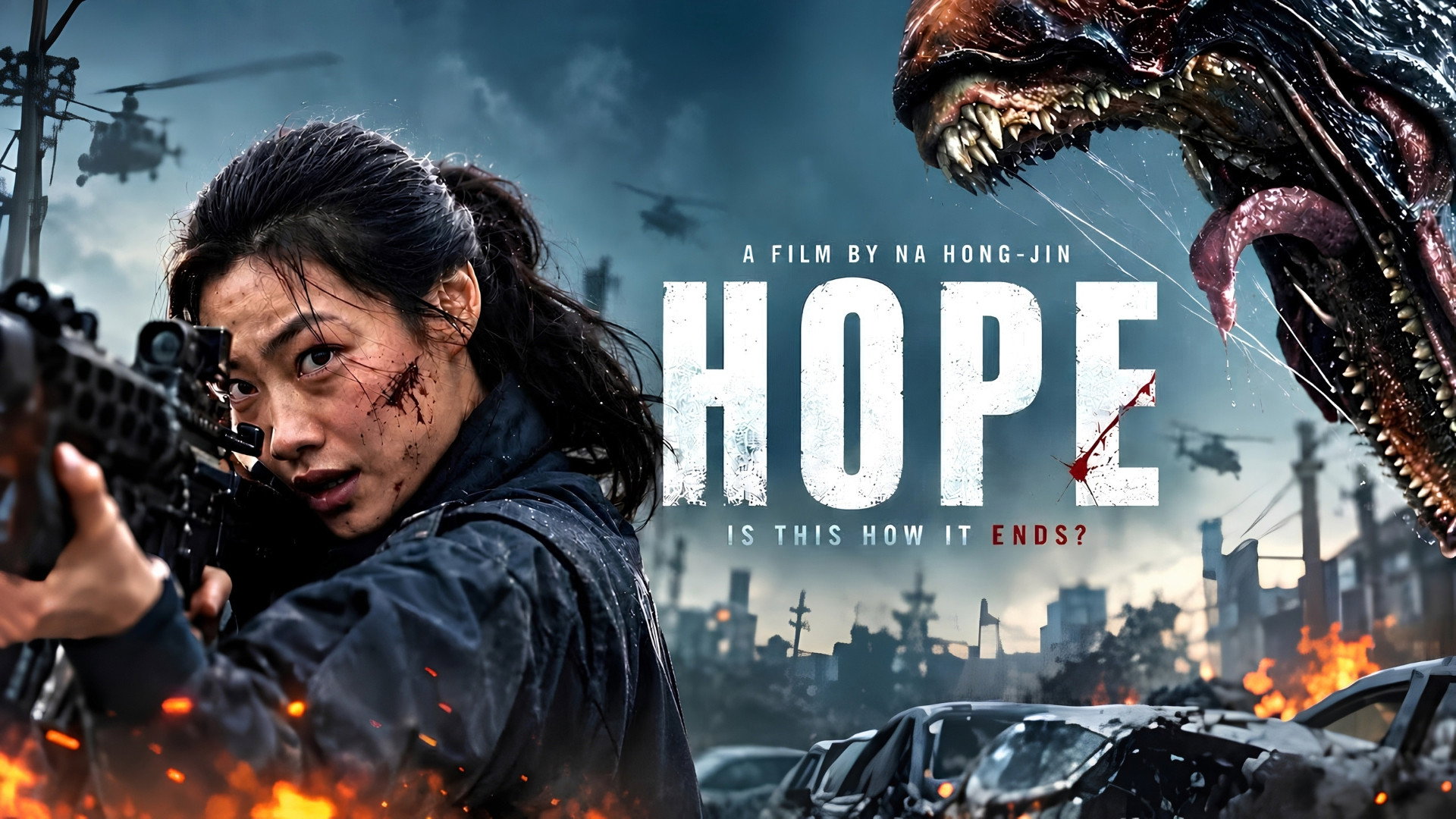 Hope movie poster with woman and monster HD Wallpaper