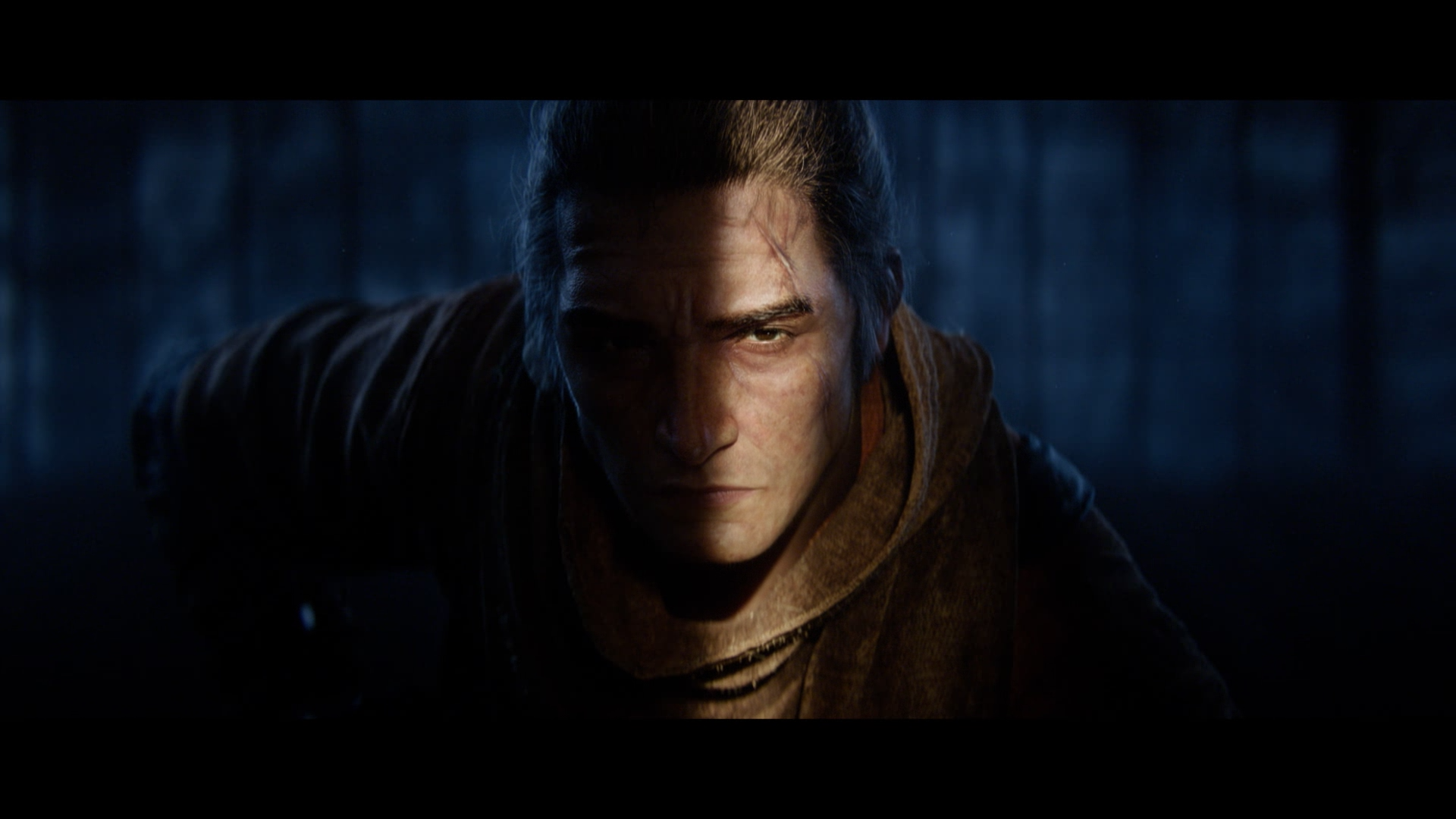 Man with scar in dark forest HD Wallpaper