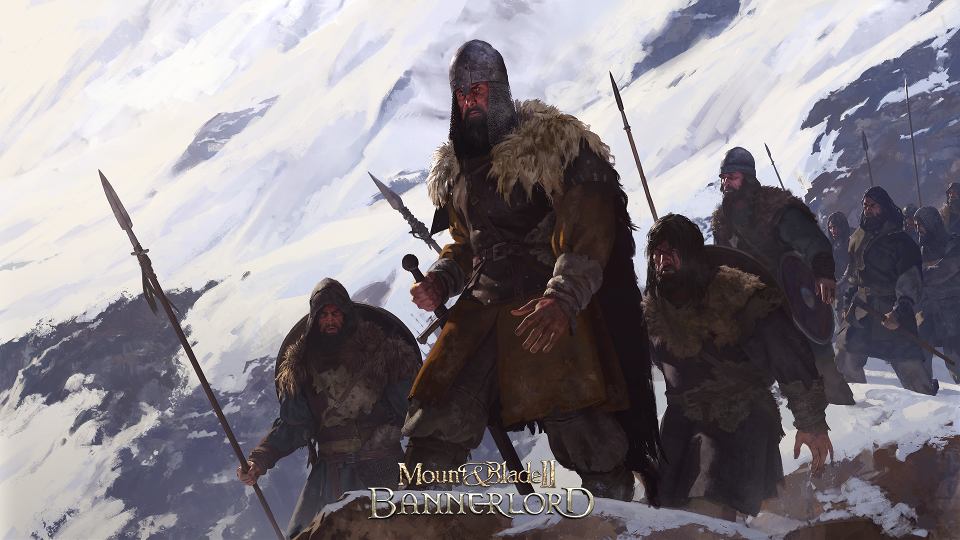 Mount & Blade II: Bannerlord soldiers in a snowy landscape HD Wallpaper