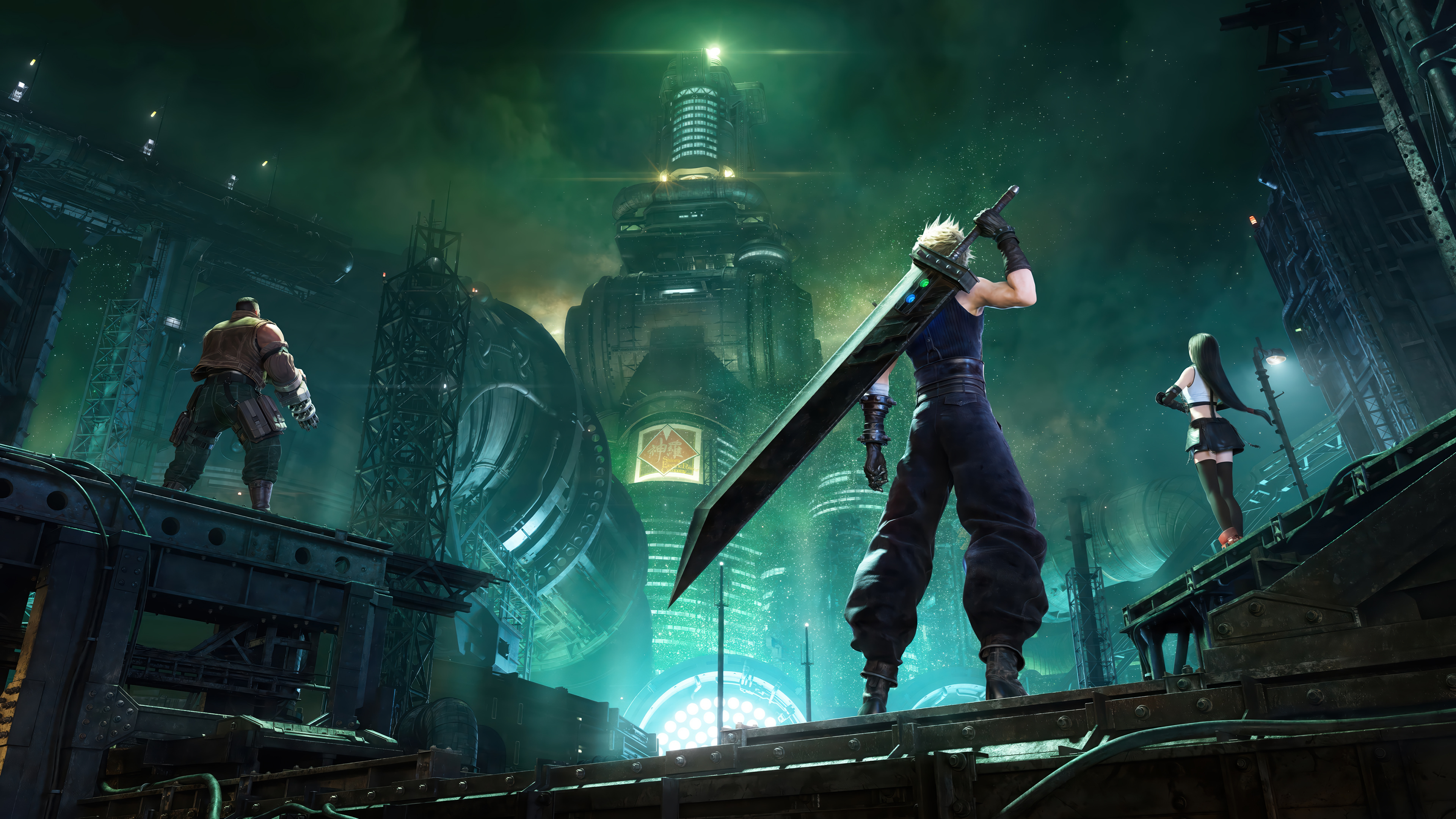 Cloud, Tifa, and Barret in Midgar HD Wallpaper
