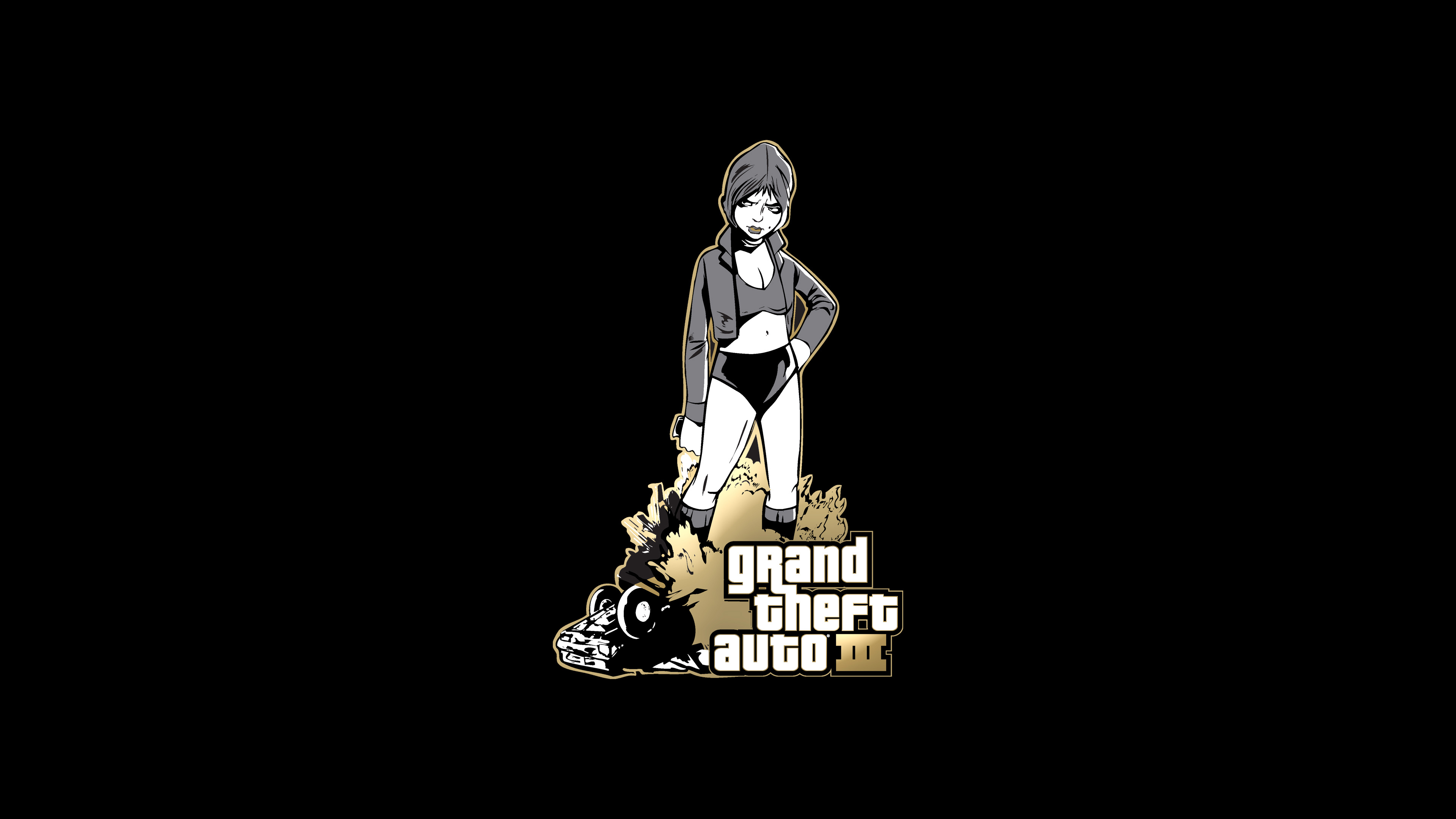 Grand Theft Auto III character with car and fire HD Wallpaper
