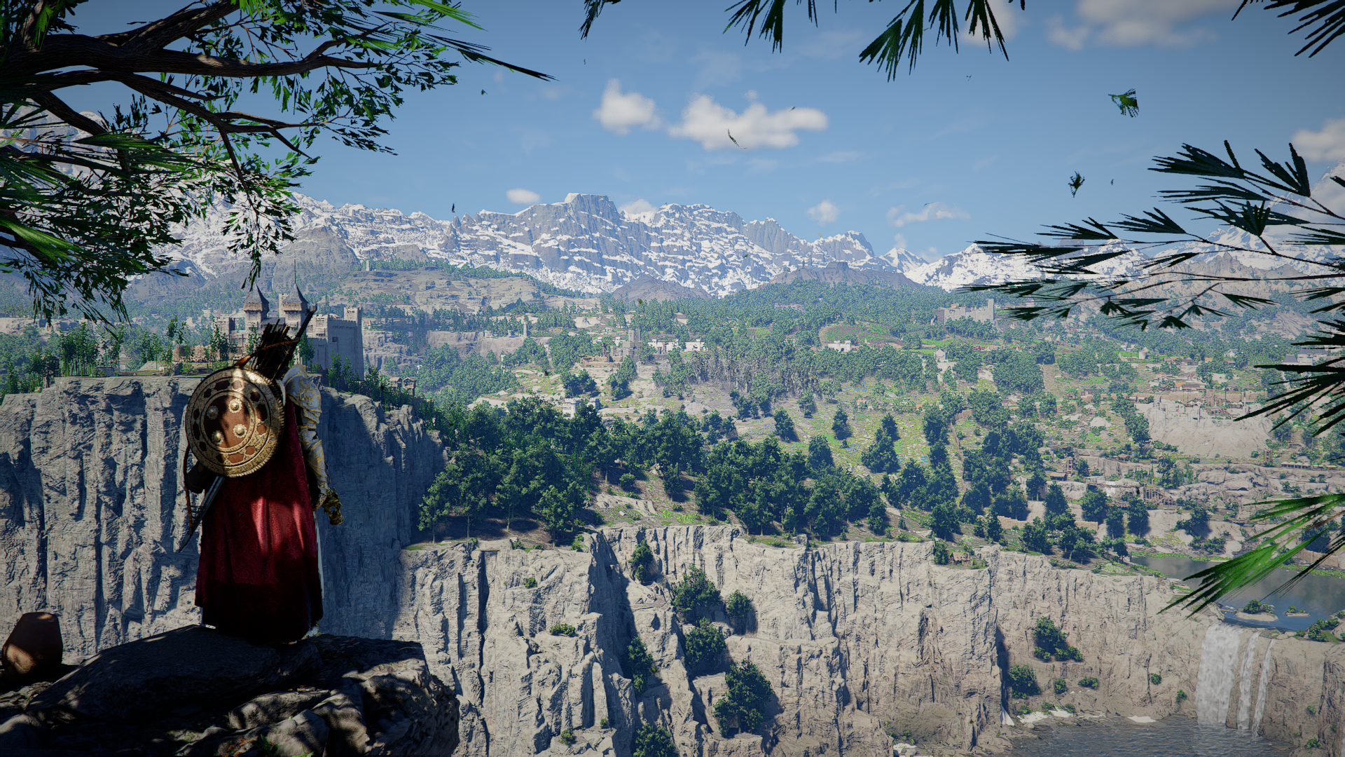 Assassin's Creed Odyssey character overlooking a vast landscape HD Wallpaper