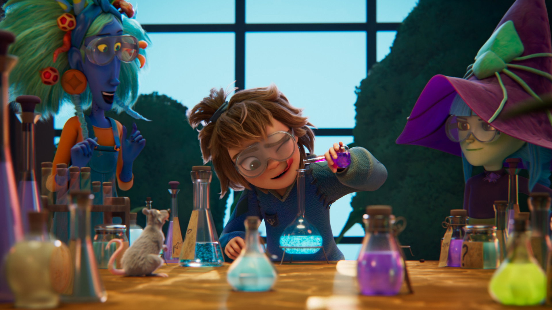 Monster Mia characters in a laboratory HD Wallpaper