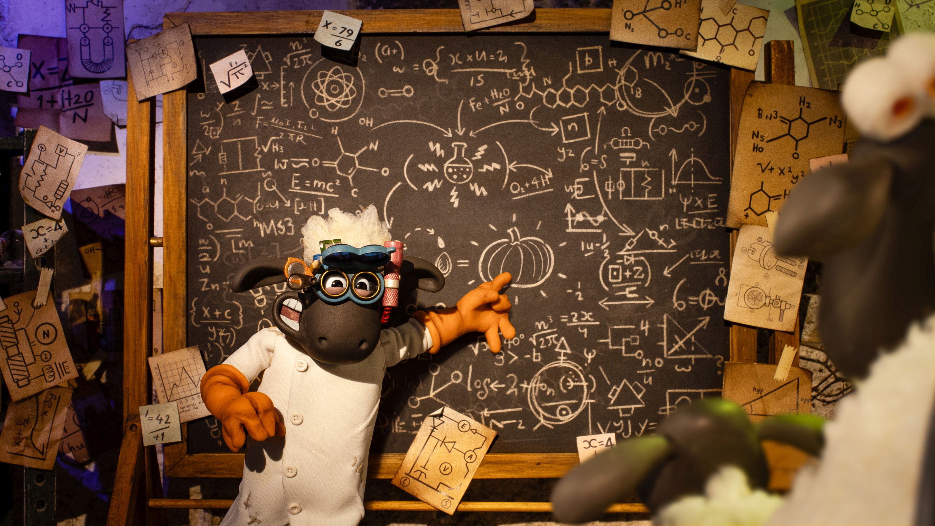 Shaun the Sheep as a scientist in a lab HD Wallpaper