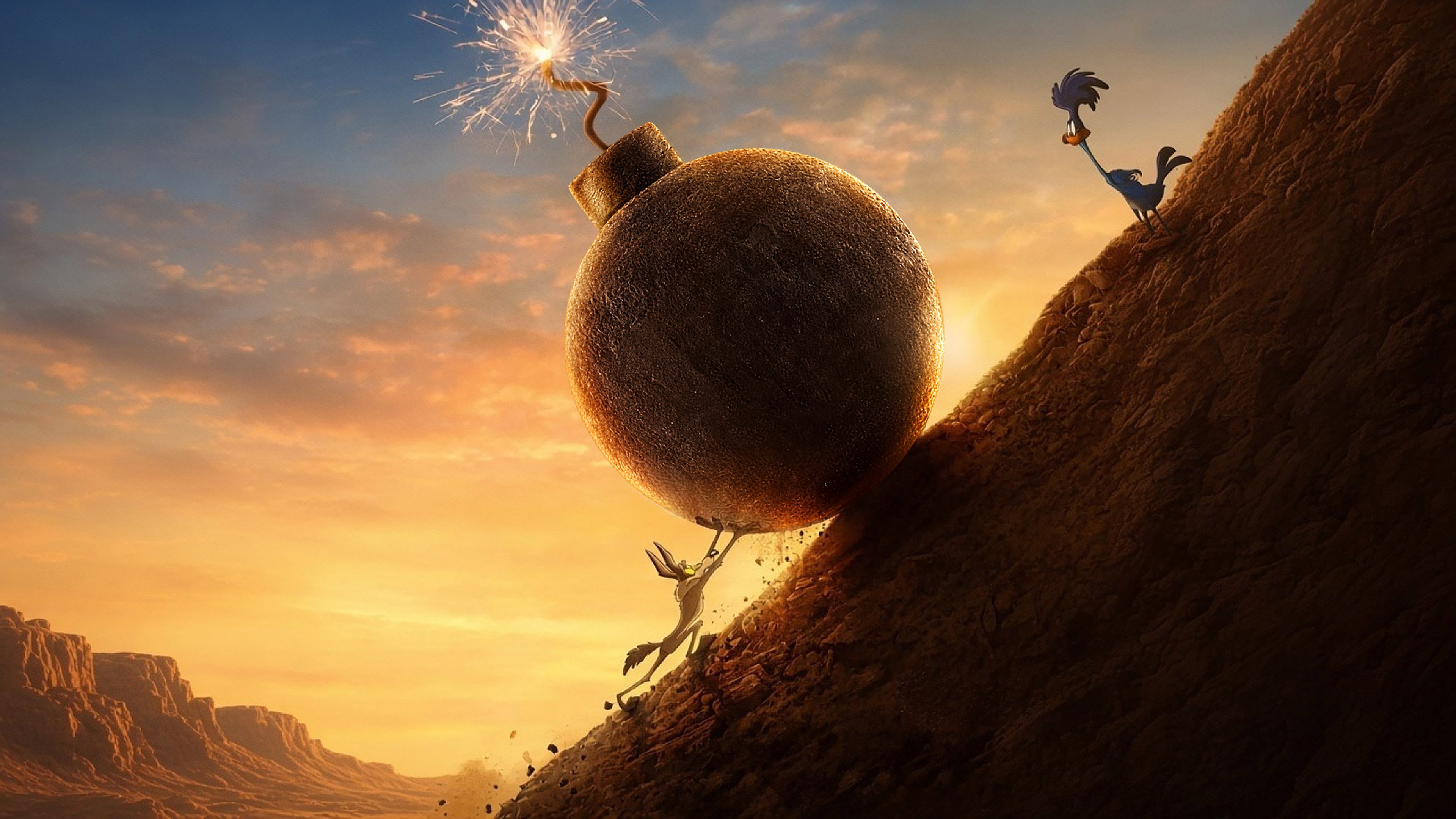 Wile E. Coyote and Road Runner with a bomb HD Wallpaper