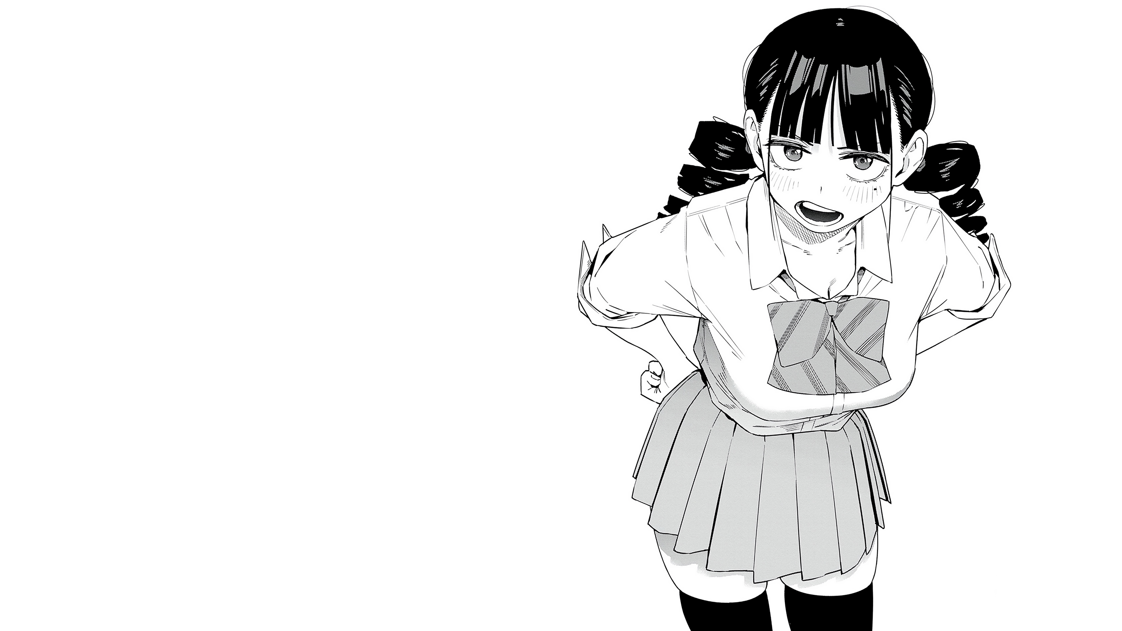 Anime girl with pigtails in school uniform HD Wallpaper