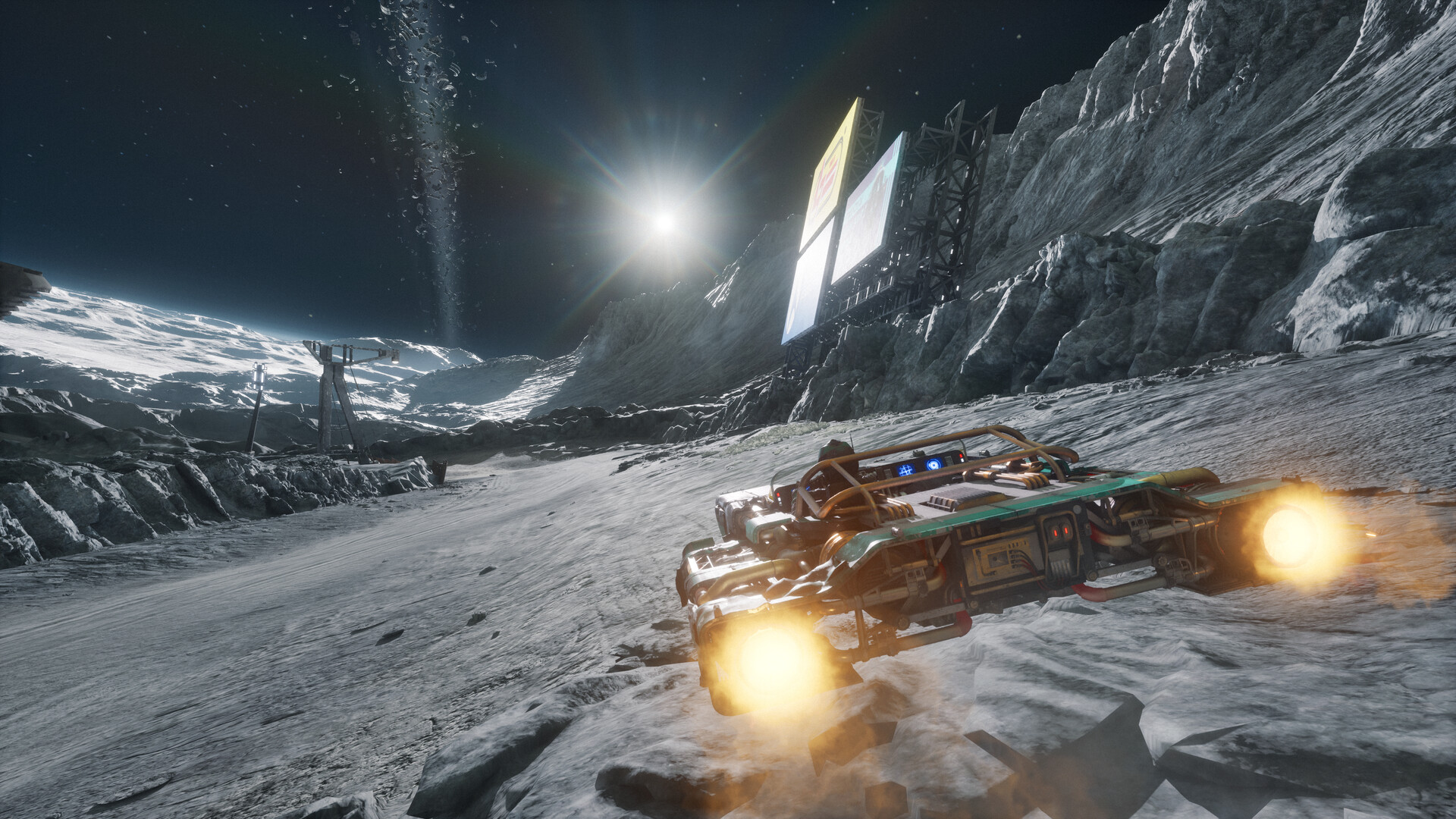 Star Wars Galactic Racer vehicle on a moon surface HD Wallpaper