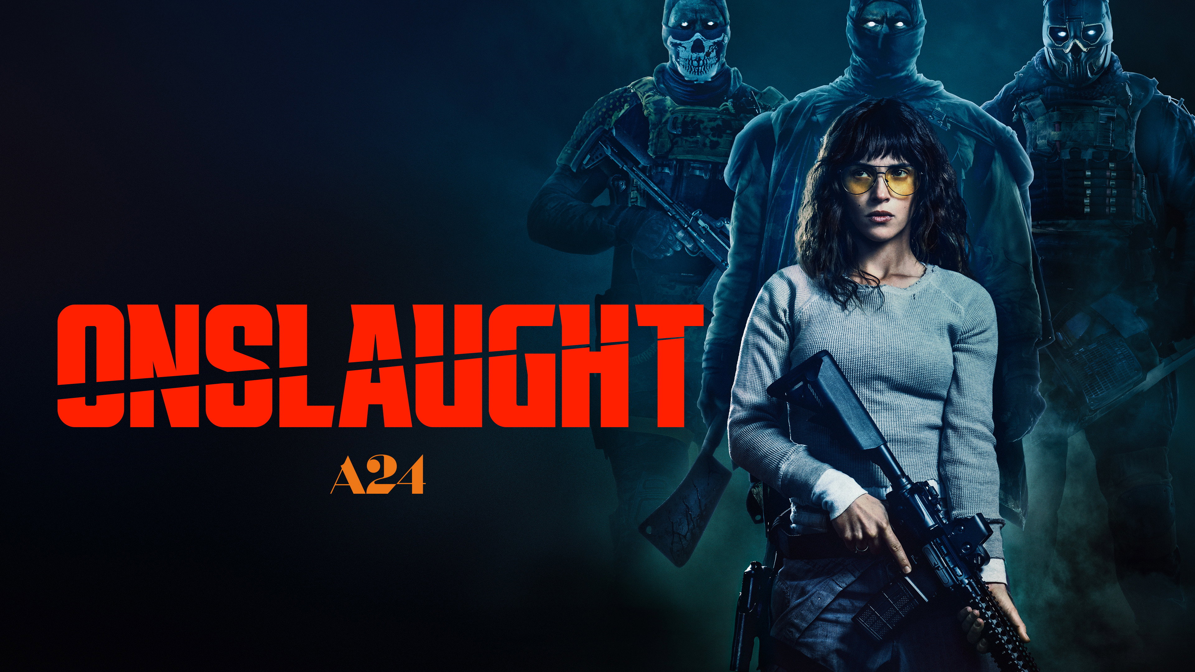 Onslaught A24 Movie Poster with Woman and Soldiers HD Wallpaper