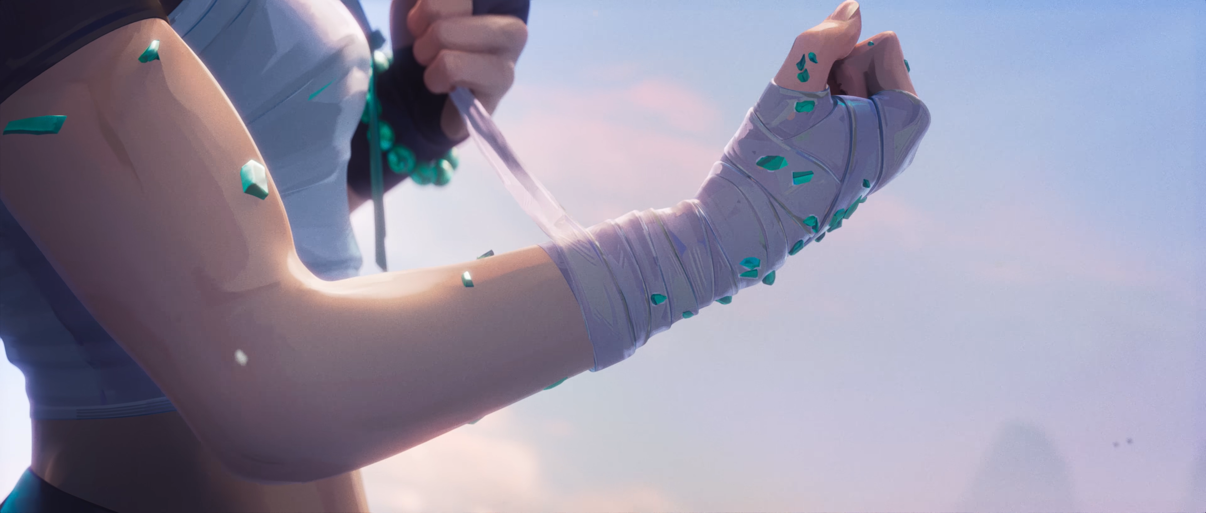 Jett from Valorant wrapping her arm with bandages HD Wallpaper