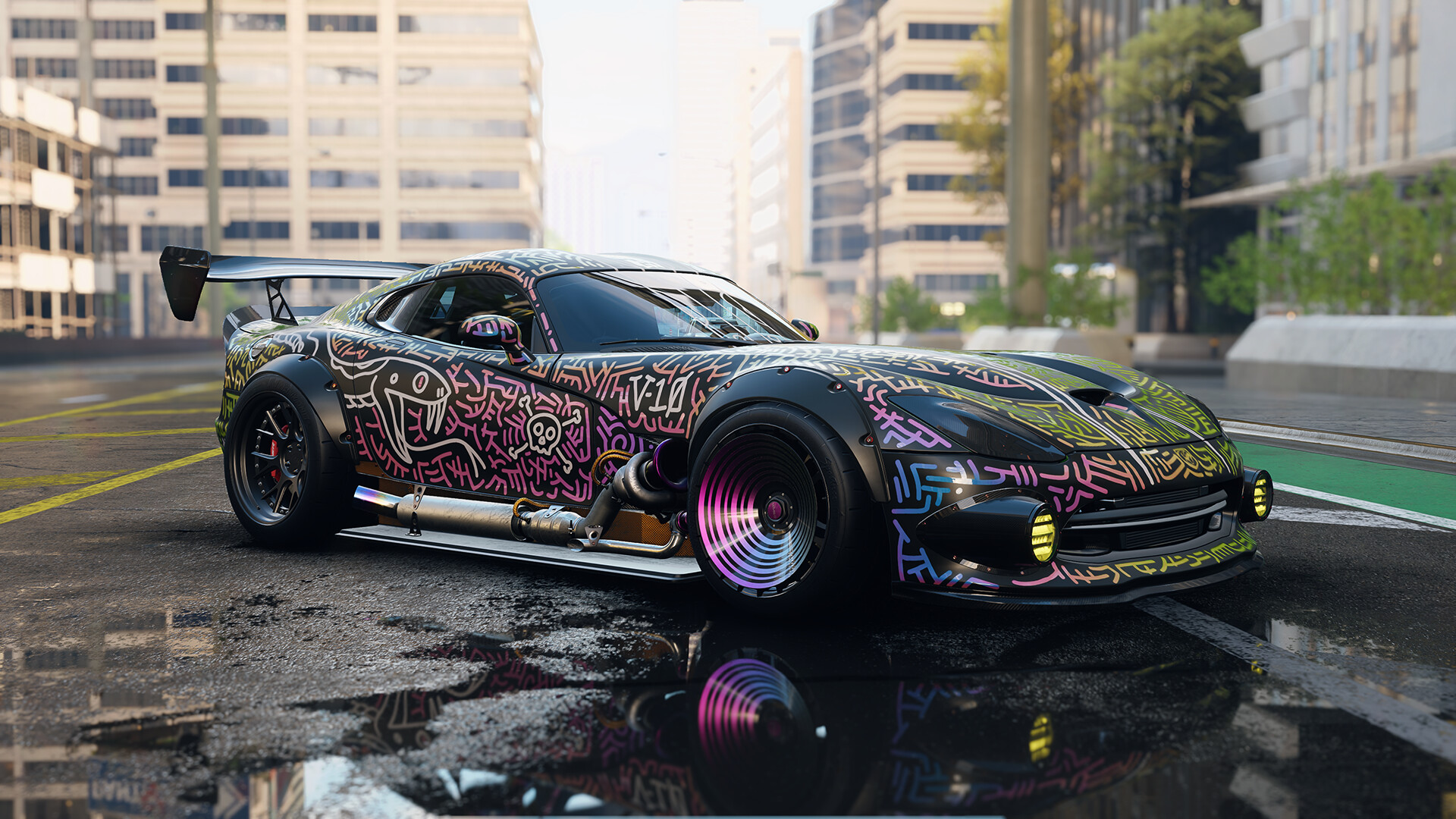 Customized Dodge Viper with Graffiti Art HD Wallpaper