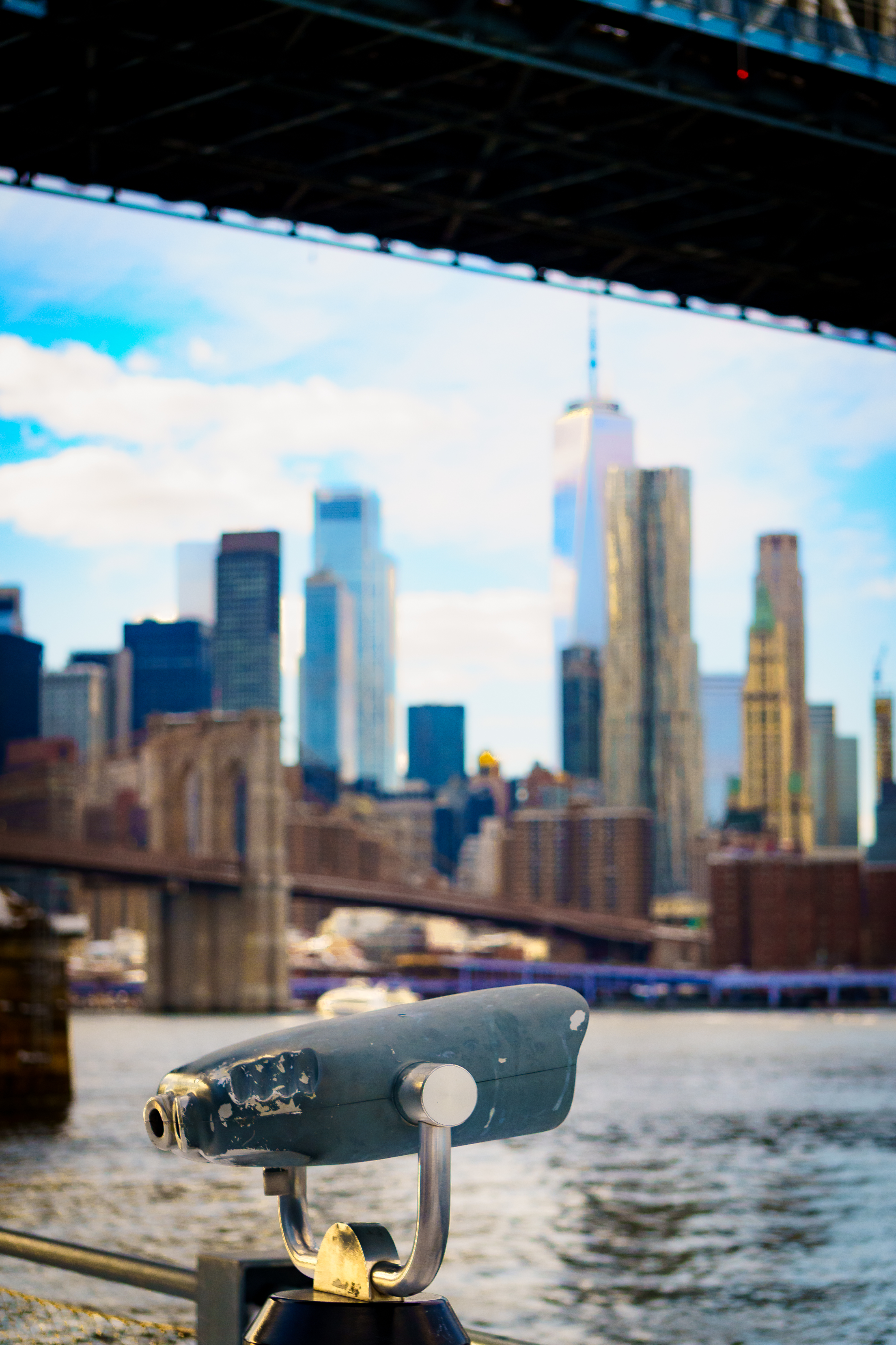 New York City skyline with a telescope HD Wallpaper