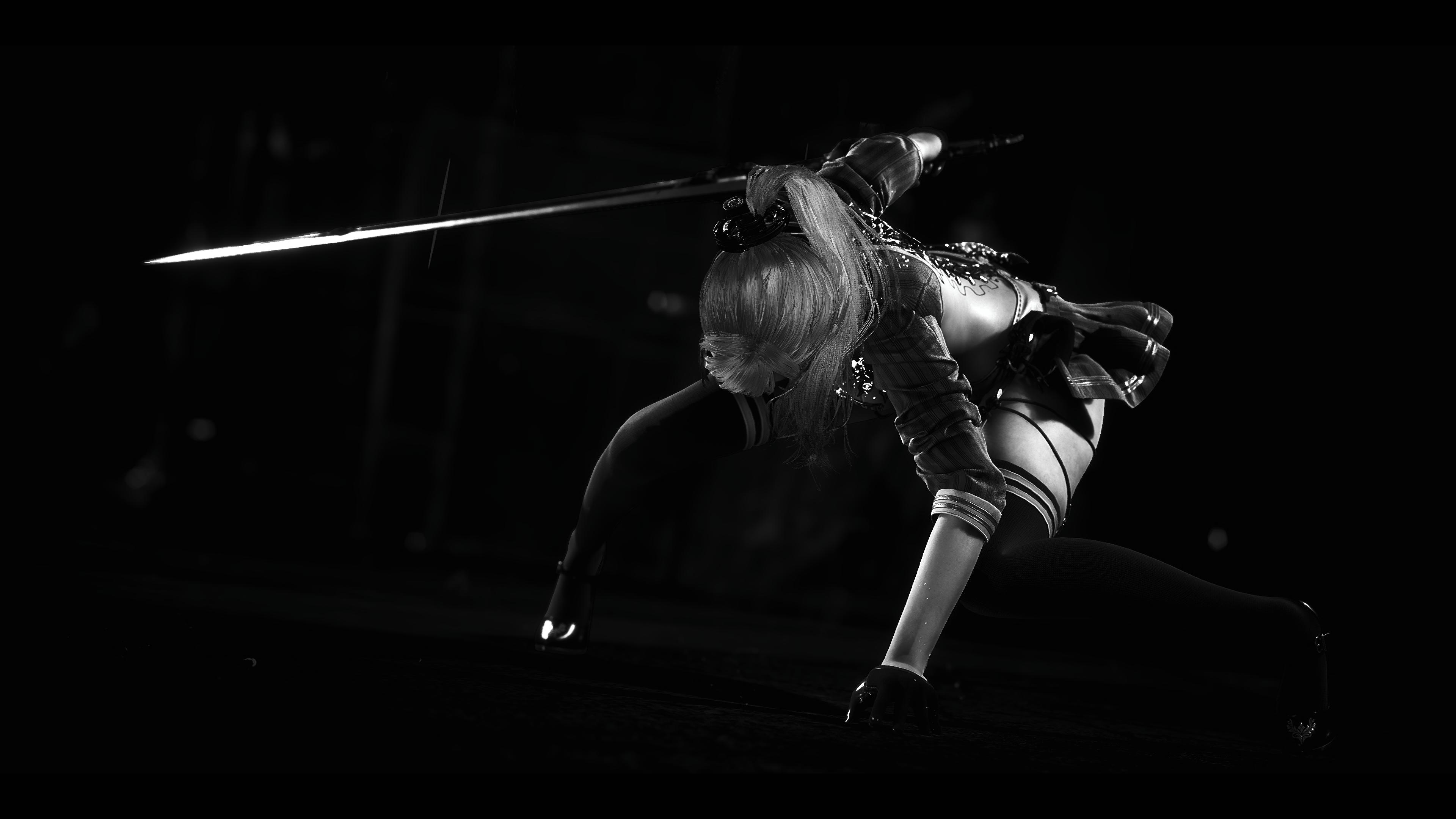 EVE in a dynamic pose with a sword HD Wallpaper