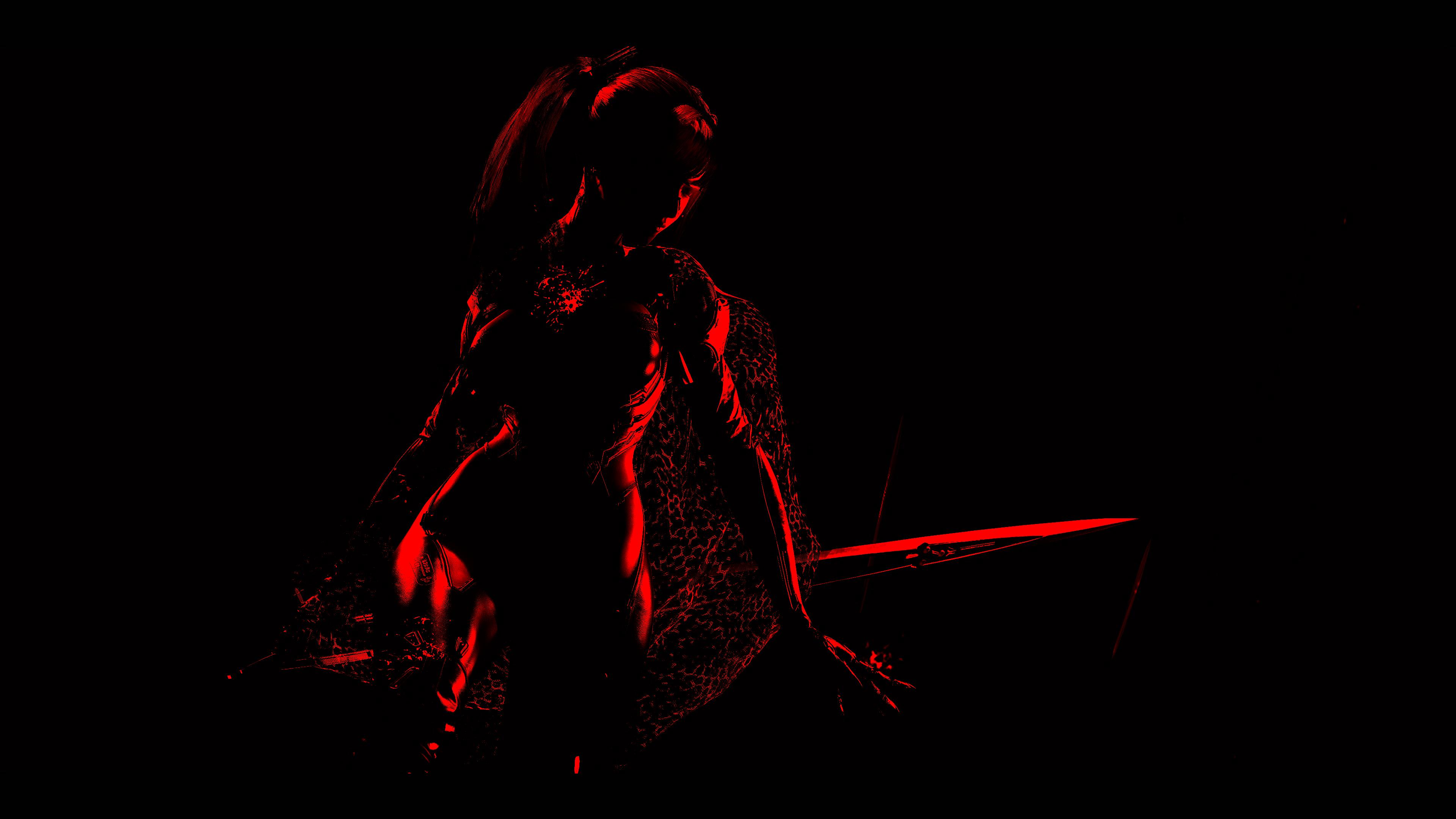 Stellar Blade Eve red silhouette with sword HD Wallpaper