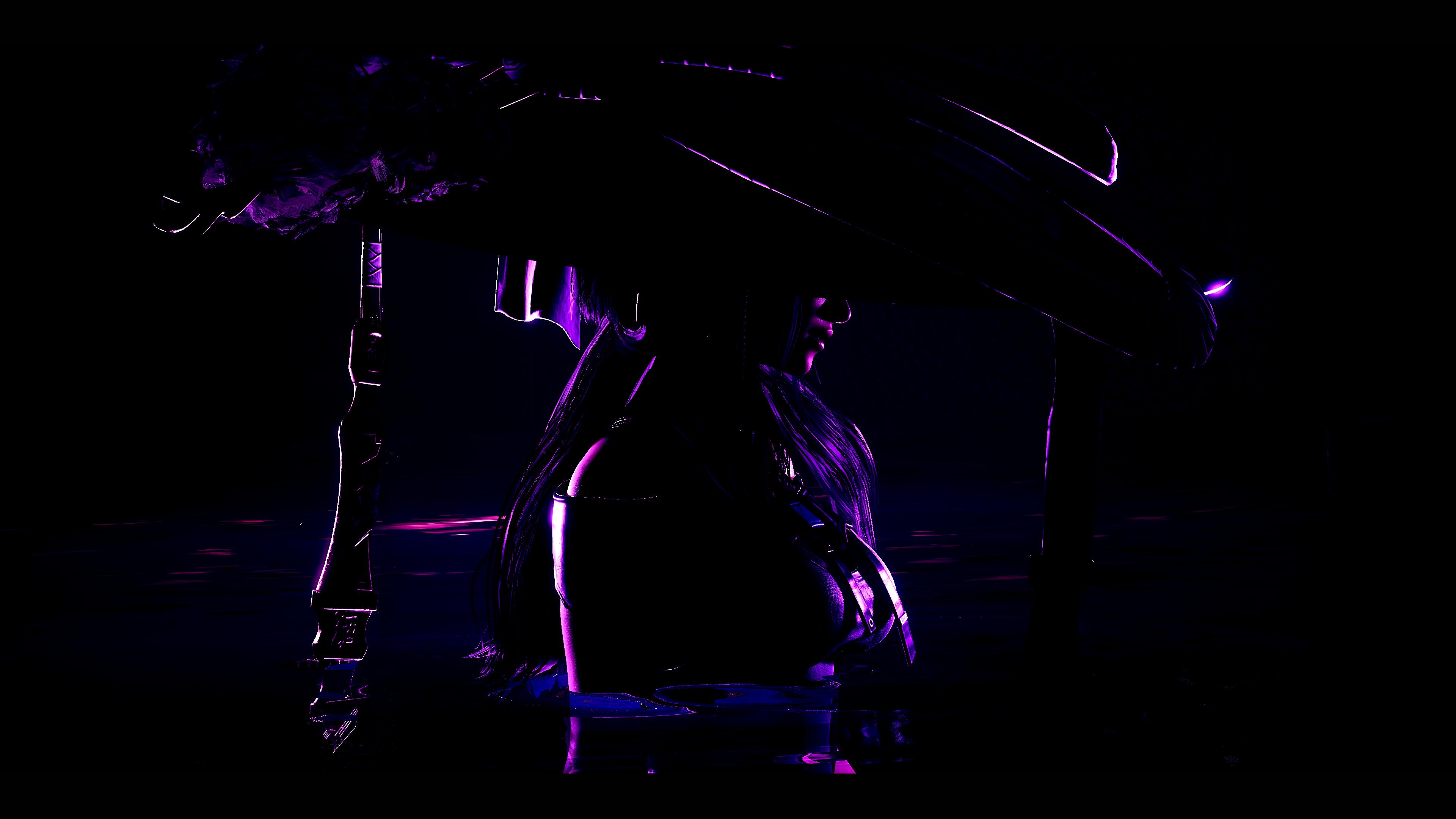 EVE from Stellar Blade in dark purple lighting HD Wallpaper
