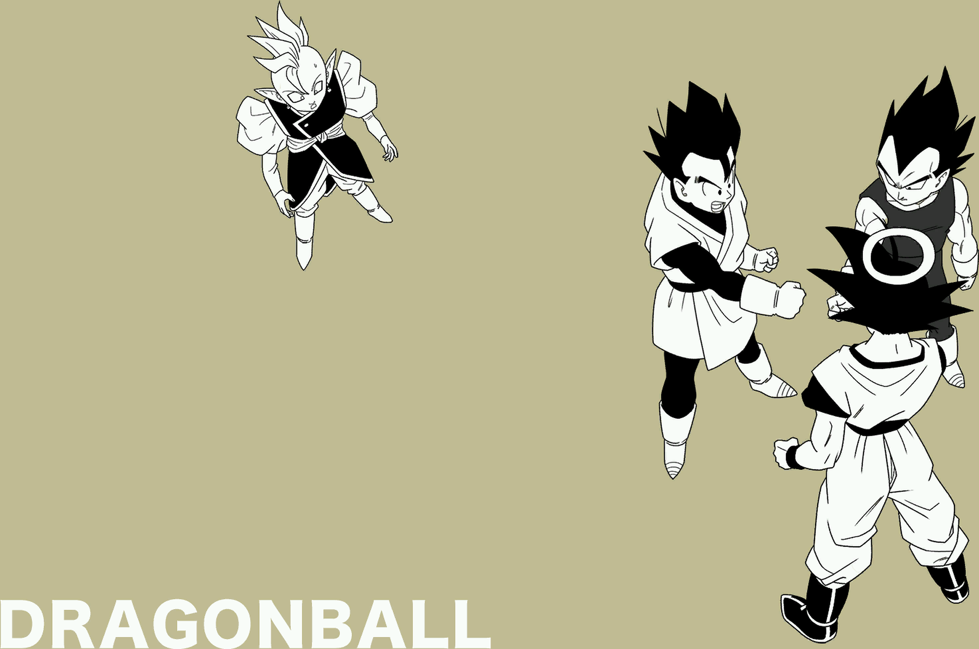 Dragon Ball characters in a minimalist style HD Wallpaper