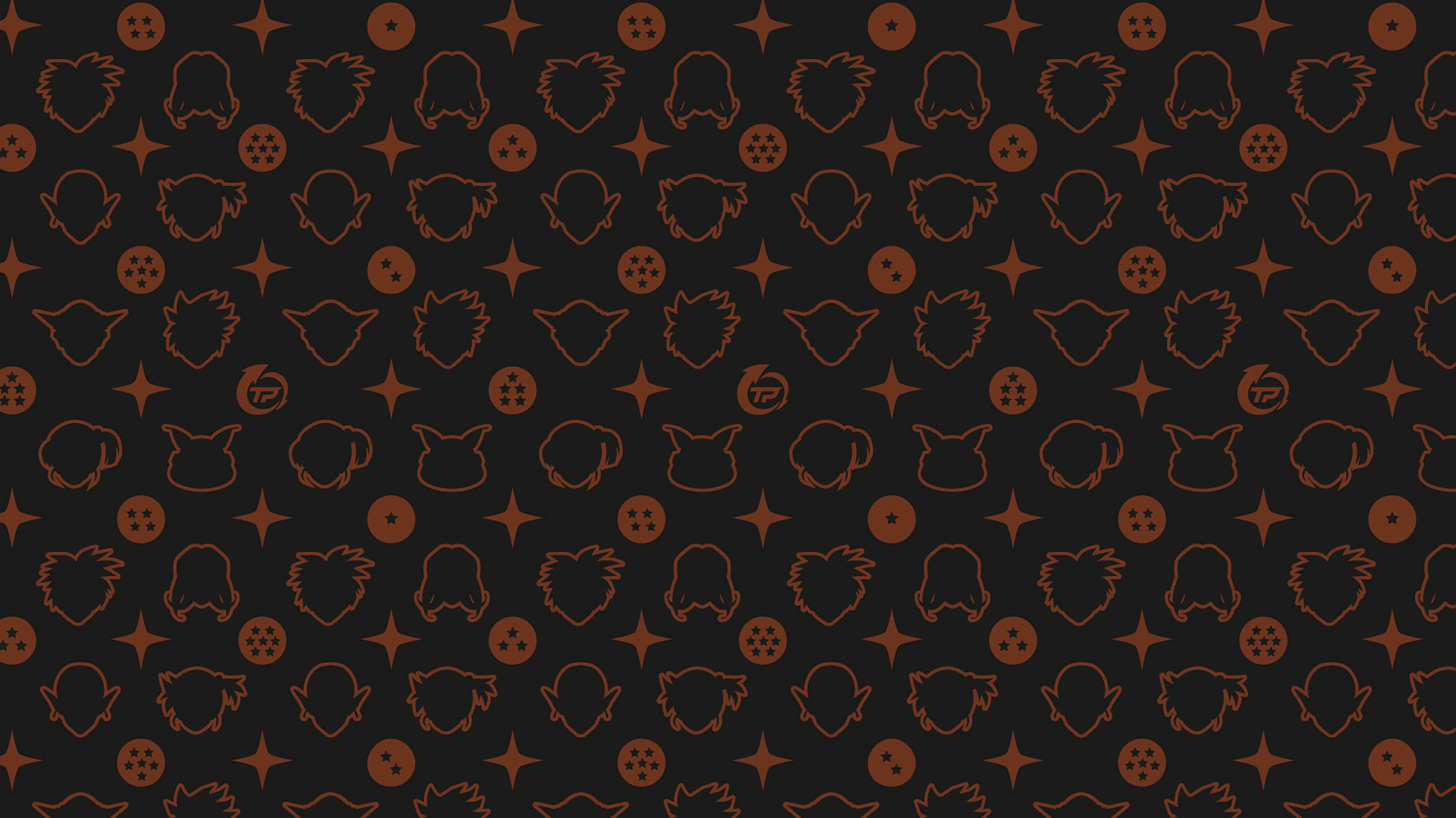Dragon Ball Z character silhouettes and Dragon Balls pattern HD Wallpaper
