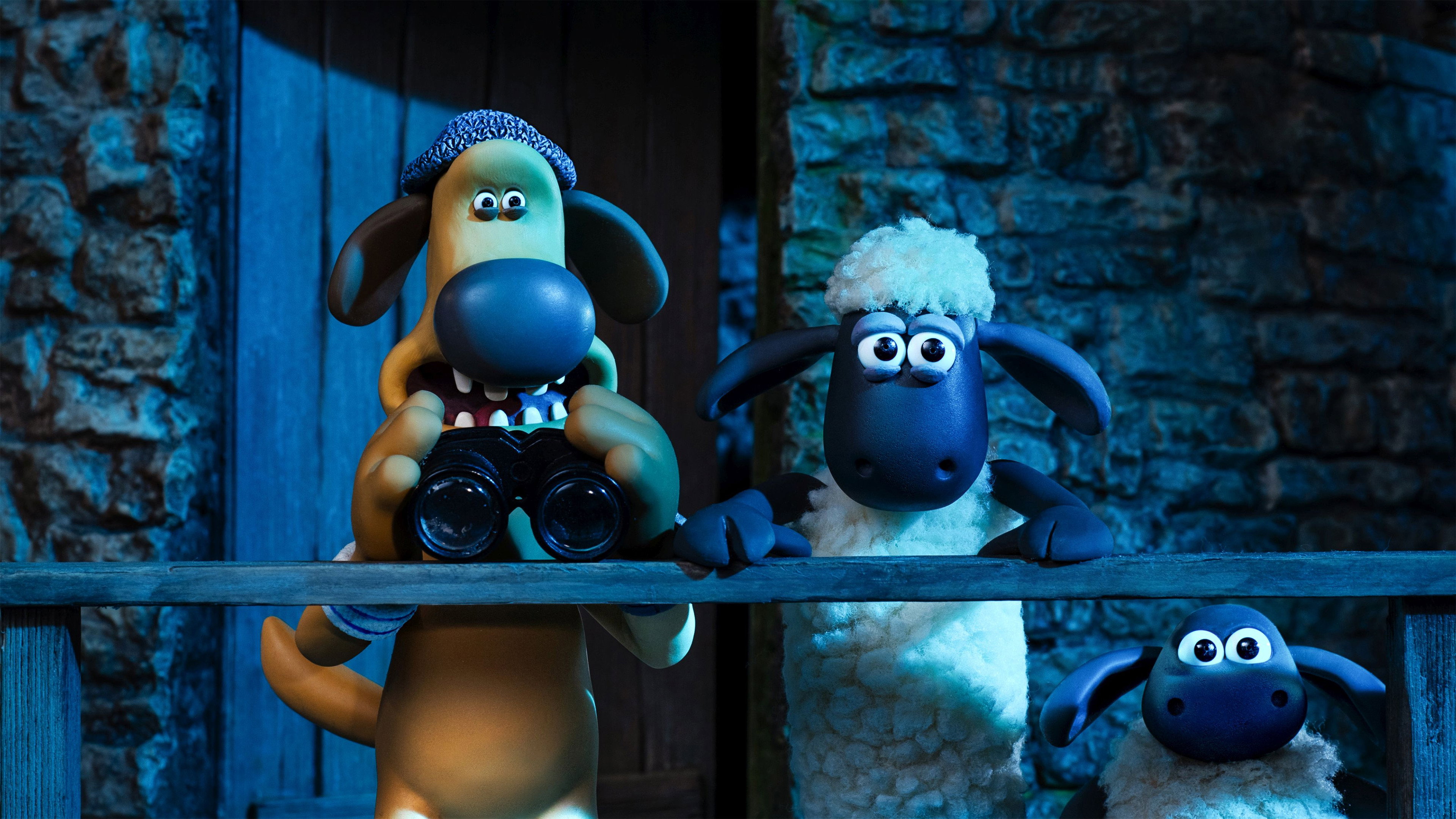 Bitzer and sheep with binoculars in Shaun the Sheep HD Wallpaper