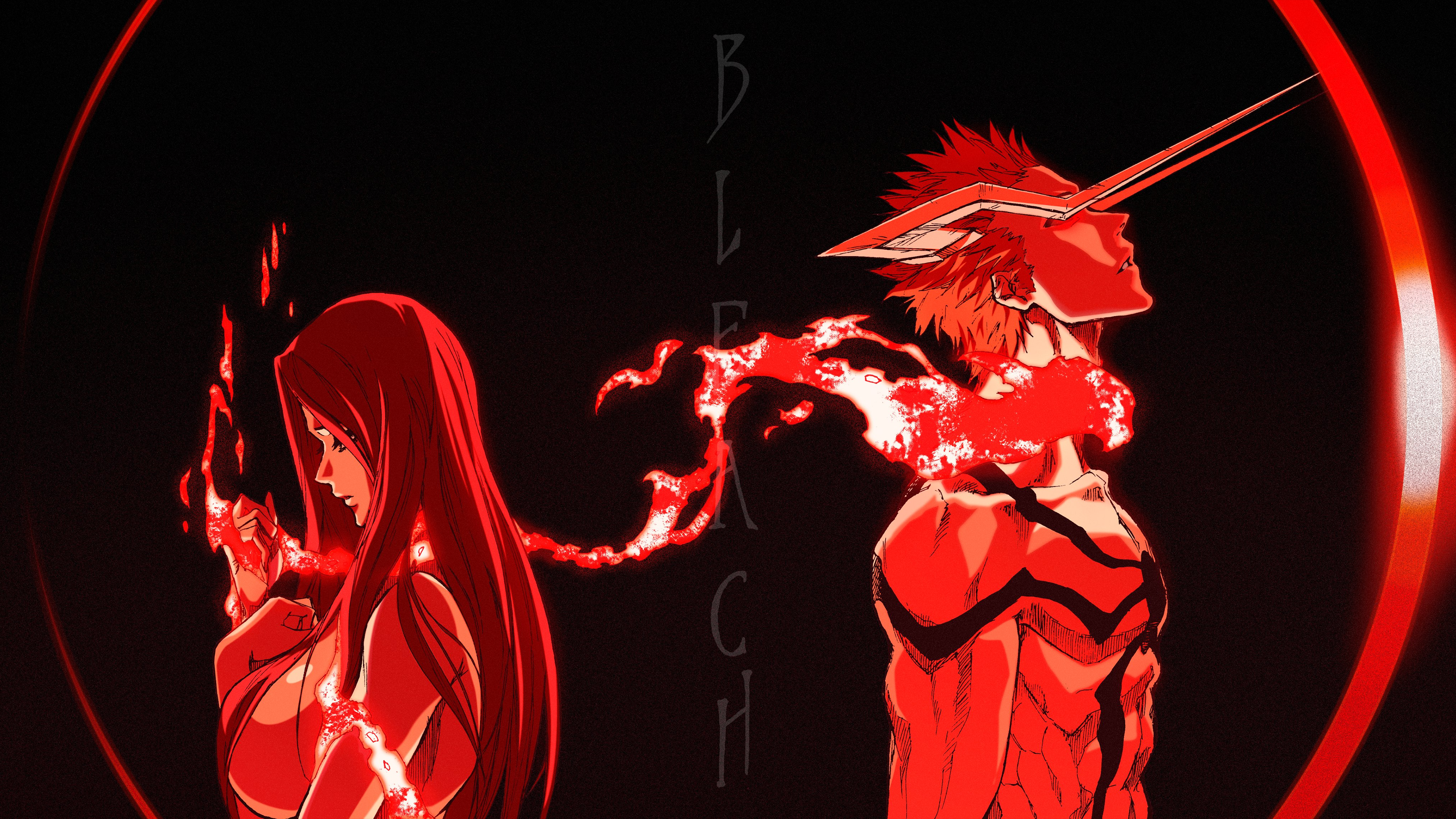 Bleach characters with red energy HD Wallpaper