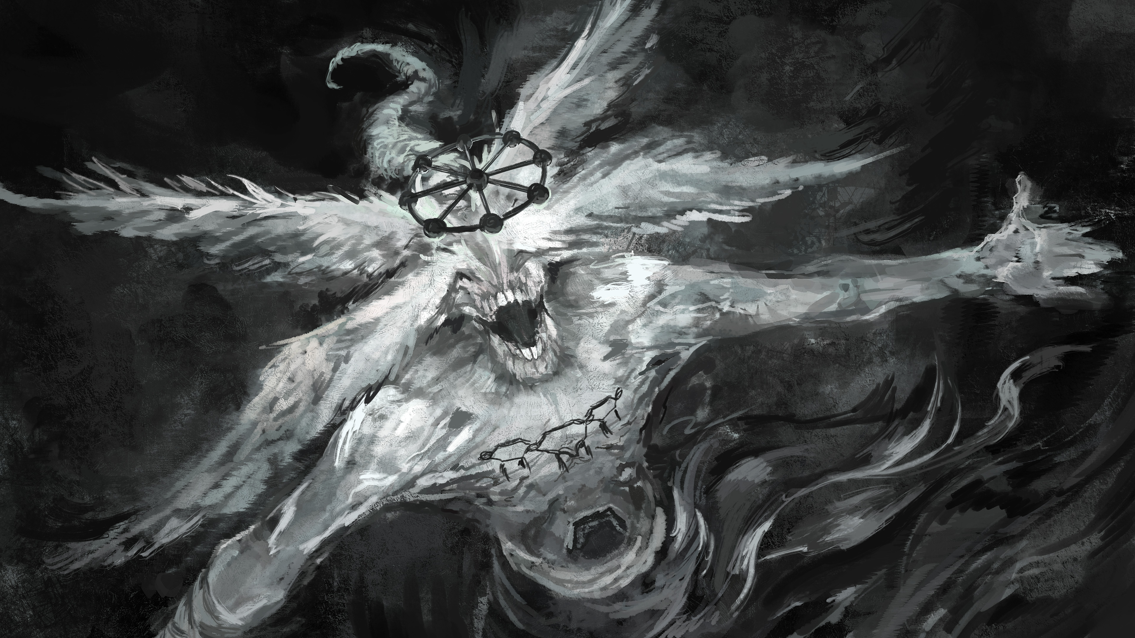 Biblically Accurate Angel with Wings and Horns HD Wallpaper