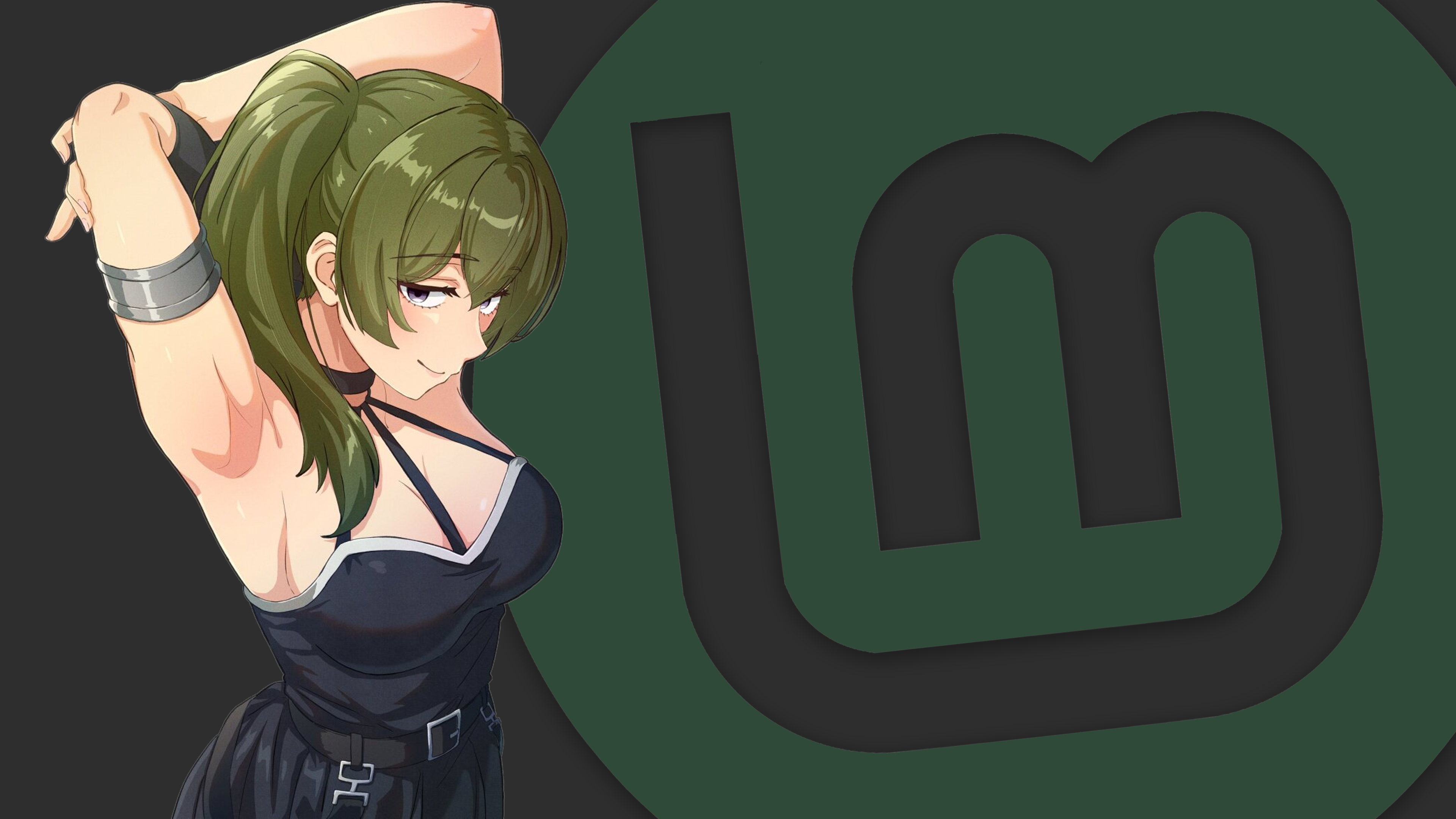 Anime girl with Linux logo HD Wallpaper