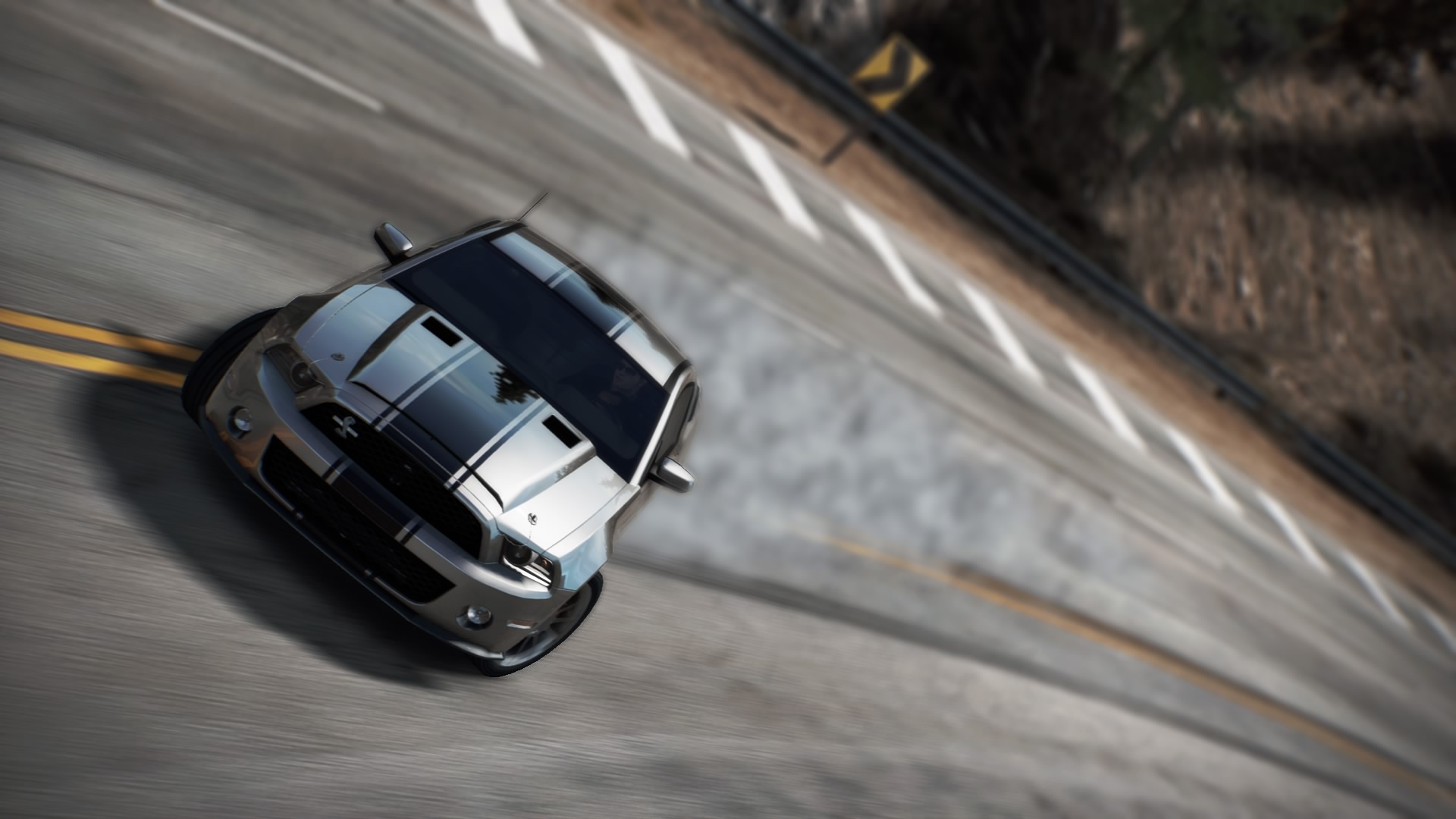 Silver Ford Mustang Shelby GT500 drifting on a mountain road HD Wallpaper