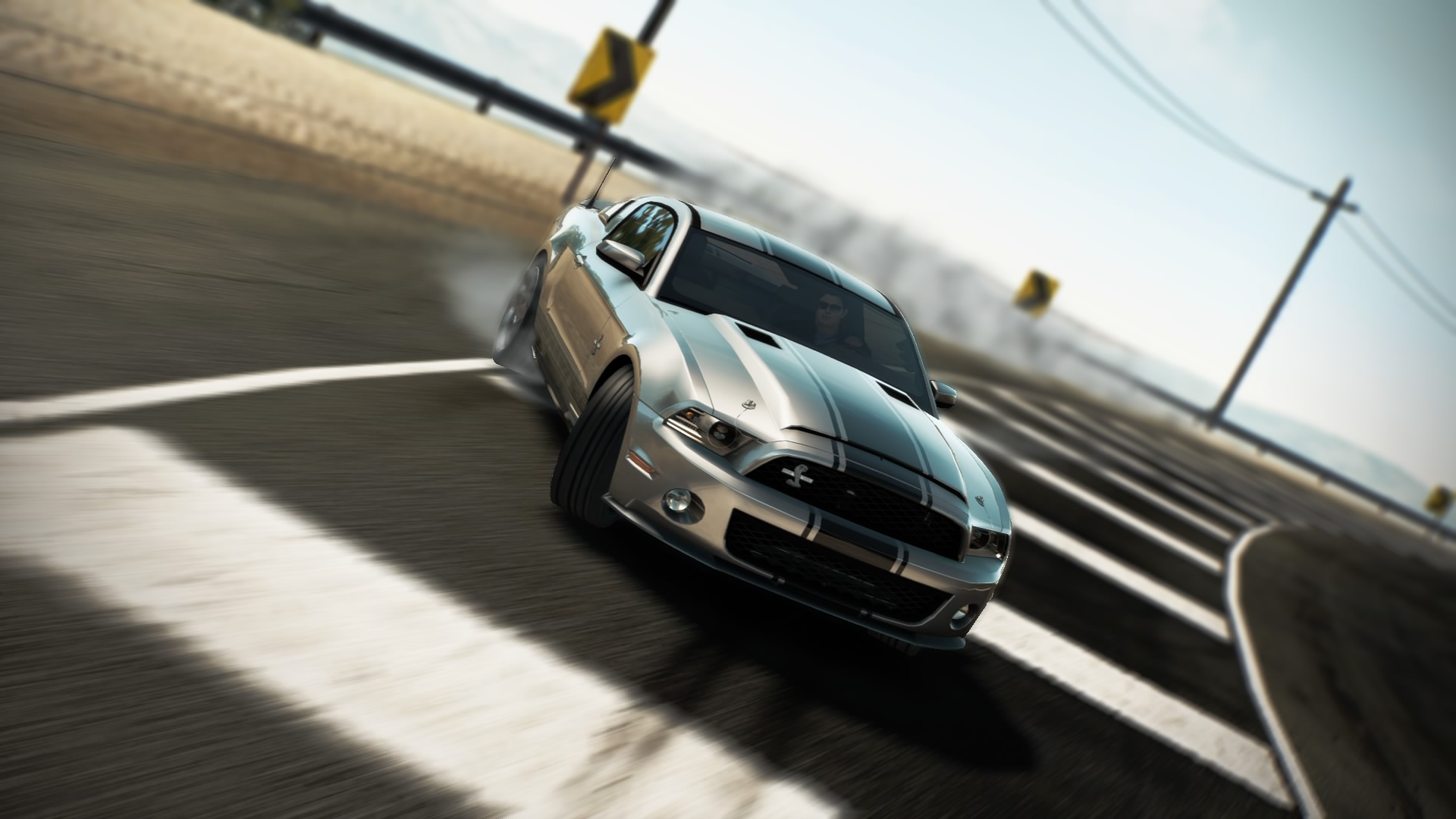 Silver Ford Mustang GT Drifting on a Race Track HD Wallpaper