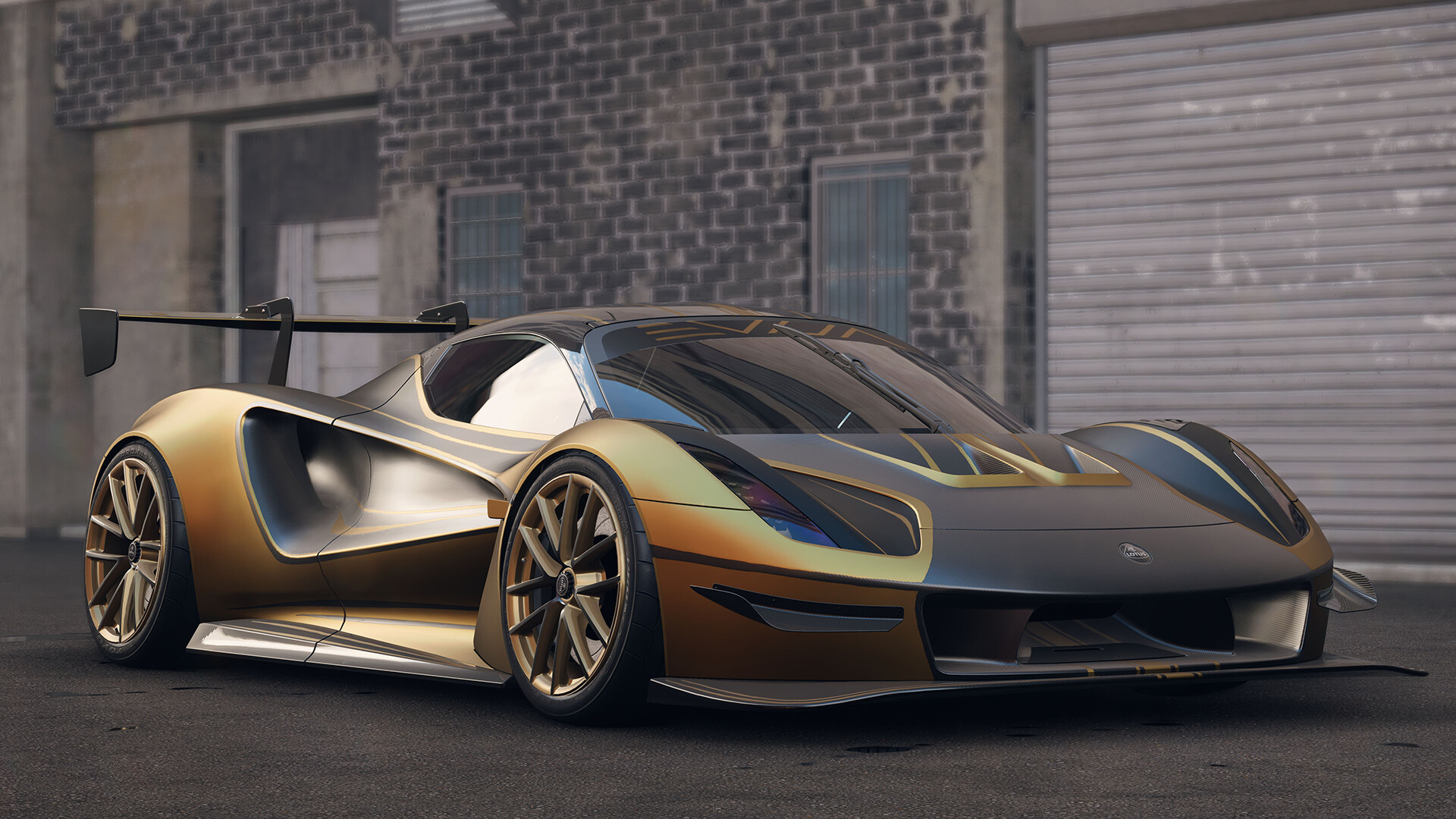 Gold and black futuristic sports car HD Wallpaper